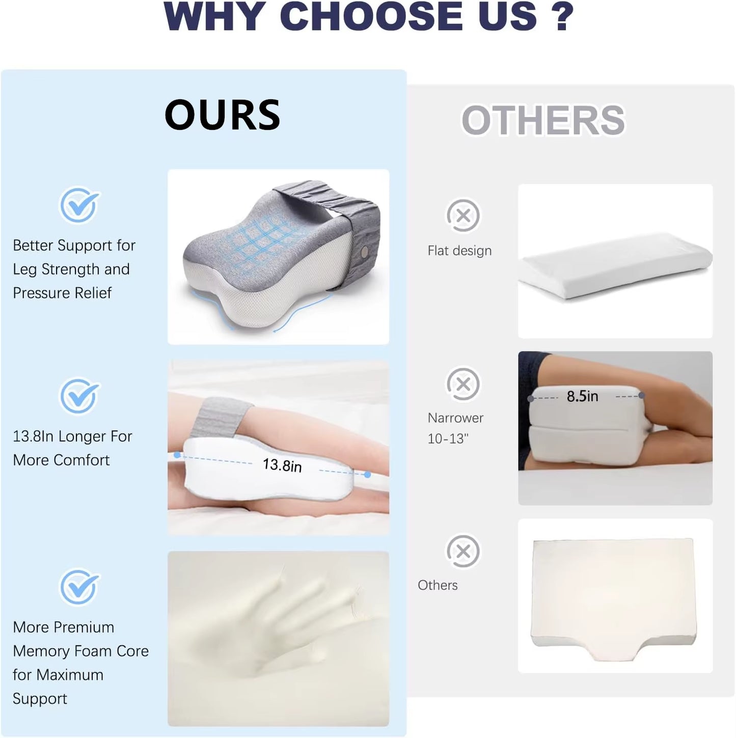 Orthopedic Slow Rebound Memory Foam Knee Leg Pregnant Women Pillow Side Sleeping Clip Leg Pillow Thigh Leg Pad Support Cushion