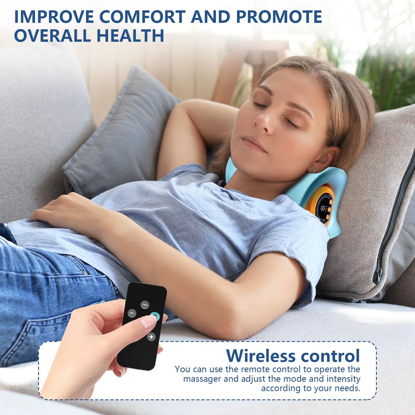 2025 Multifunction Neck Massager Pillow with Heat for Shoulder Pain Relief 3-In-1 Electric Neck Traction Relaxer Massage Pillow