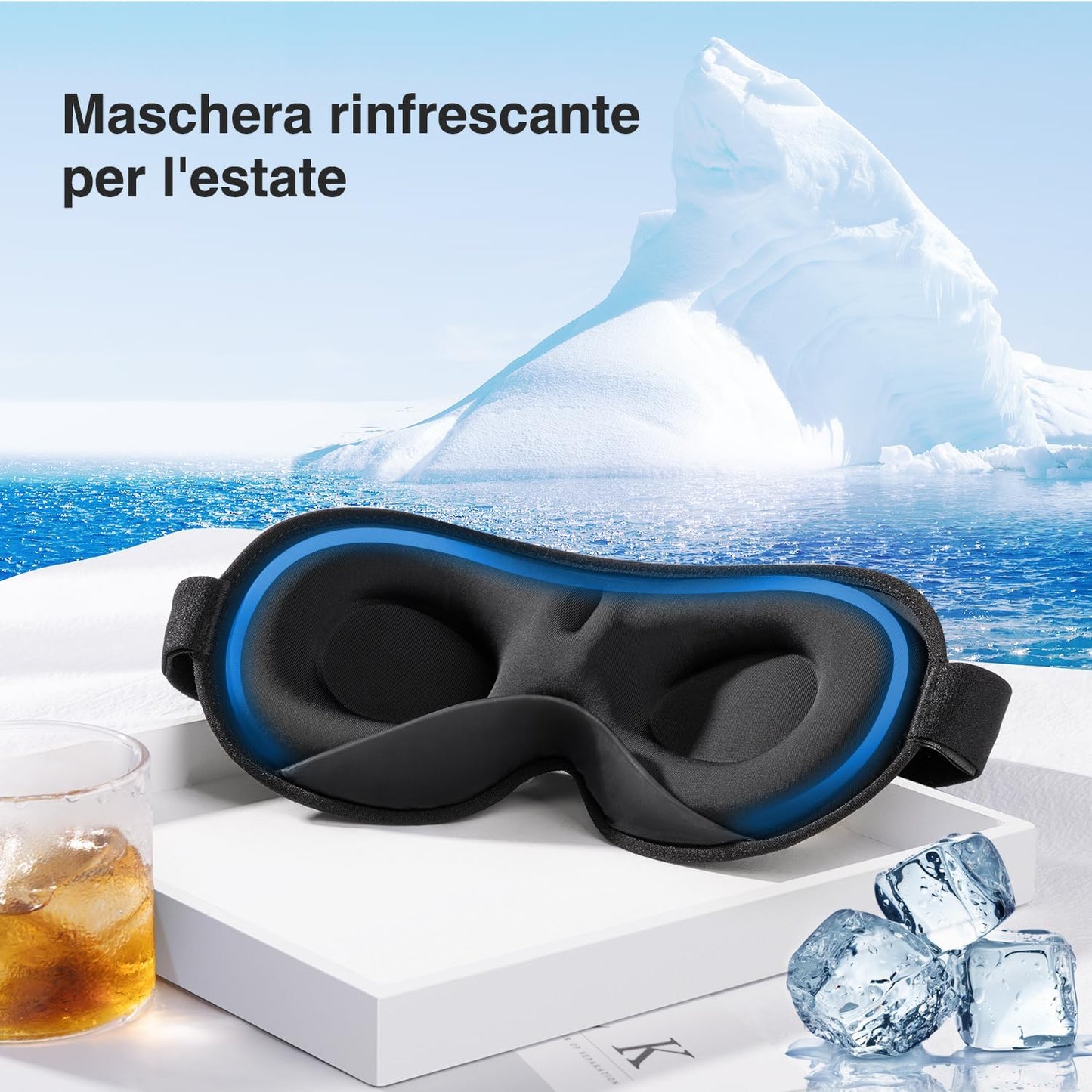 Mascherina per Dormire per Donna E Uomo,Maschera Occhi per Dormire Ponderata 3D,Mascherina Notte Occhi Con Luci Di Blocco,Alleviare Lo Stress,Mal Di Testa E Gli Occhi,Fascia Regolabile, 120 G