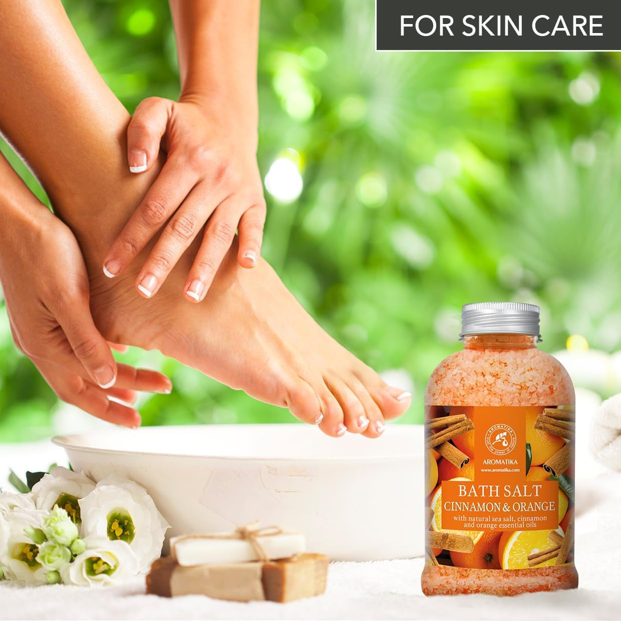 Sali Da Bagno Cannella-Arancia 600 G - Sale Marino Con Olio Essenziale Di Arancia E Cannella - Cura Del Corpo - Rilassamento - Bellezza - Aromaterapia