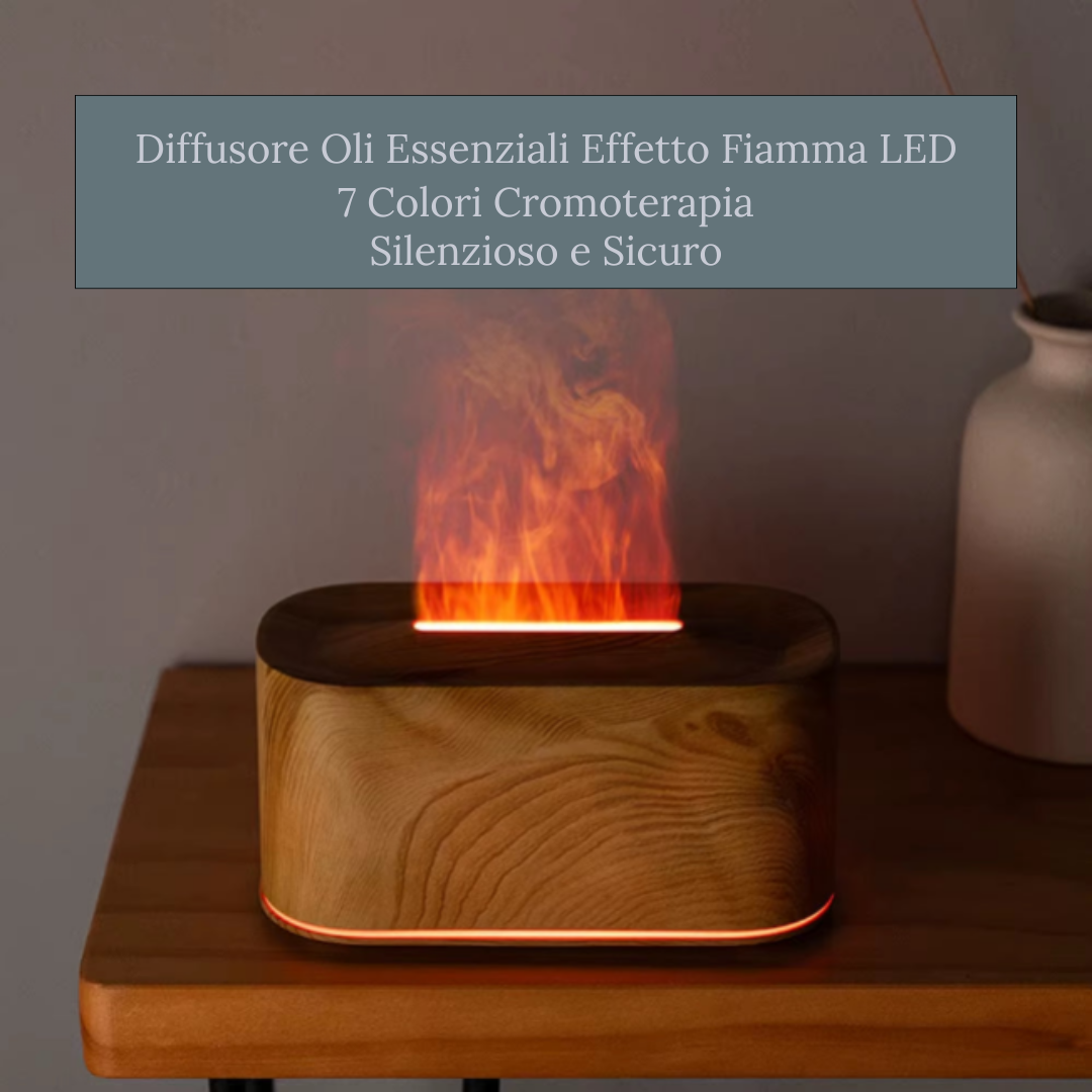 Diffusore oli essenziali con effetto visivo fiamma e illuminazione relax
