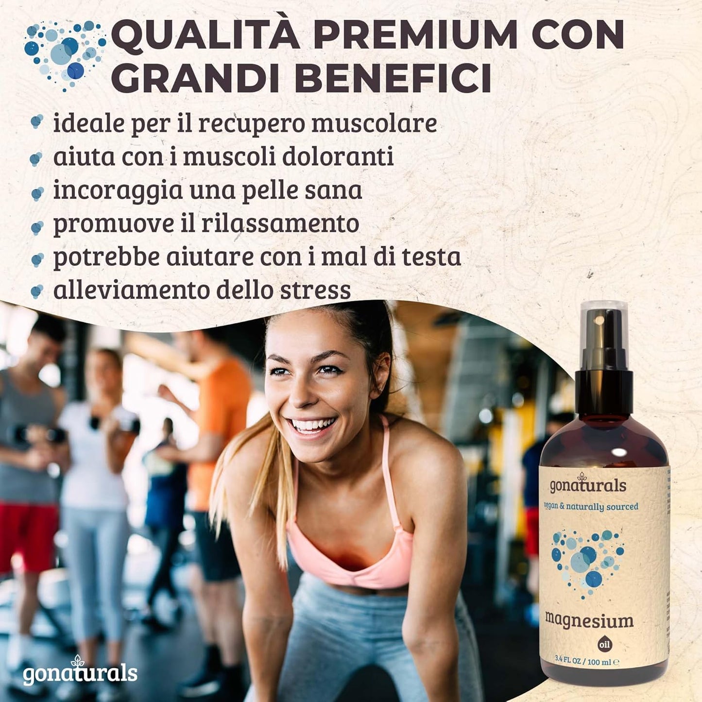 ® Spray Al Magnesio - Aiuto per Il Sonno, Crampi Muscolari, Elasticità Delle Articolazioni, Idratazione Di Pelle E Capelli - Olio Di Magnesio Spray Ad Alto Assorbimento, 100Ml