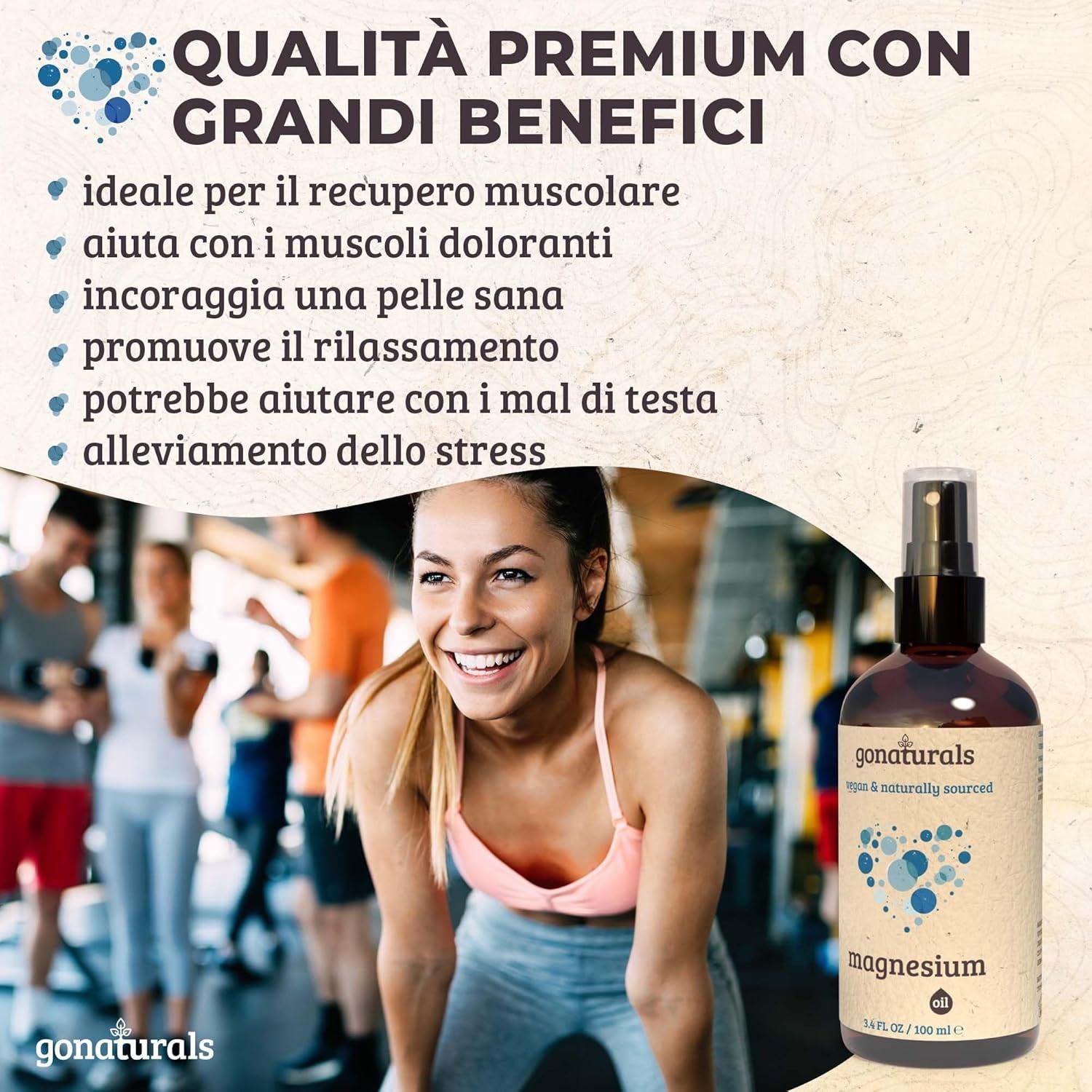 ® Spray Al Magnesio - Aiuto per Il Sonno, Crampi Muscolari, Elasticità Delle Articolazioni, Idratazione Di Pelle E Capelli - Olio Di Magnesio Spray Ad Alto Assorbimento, 100Ml