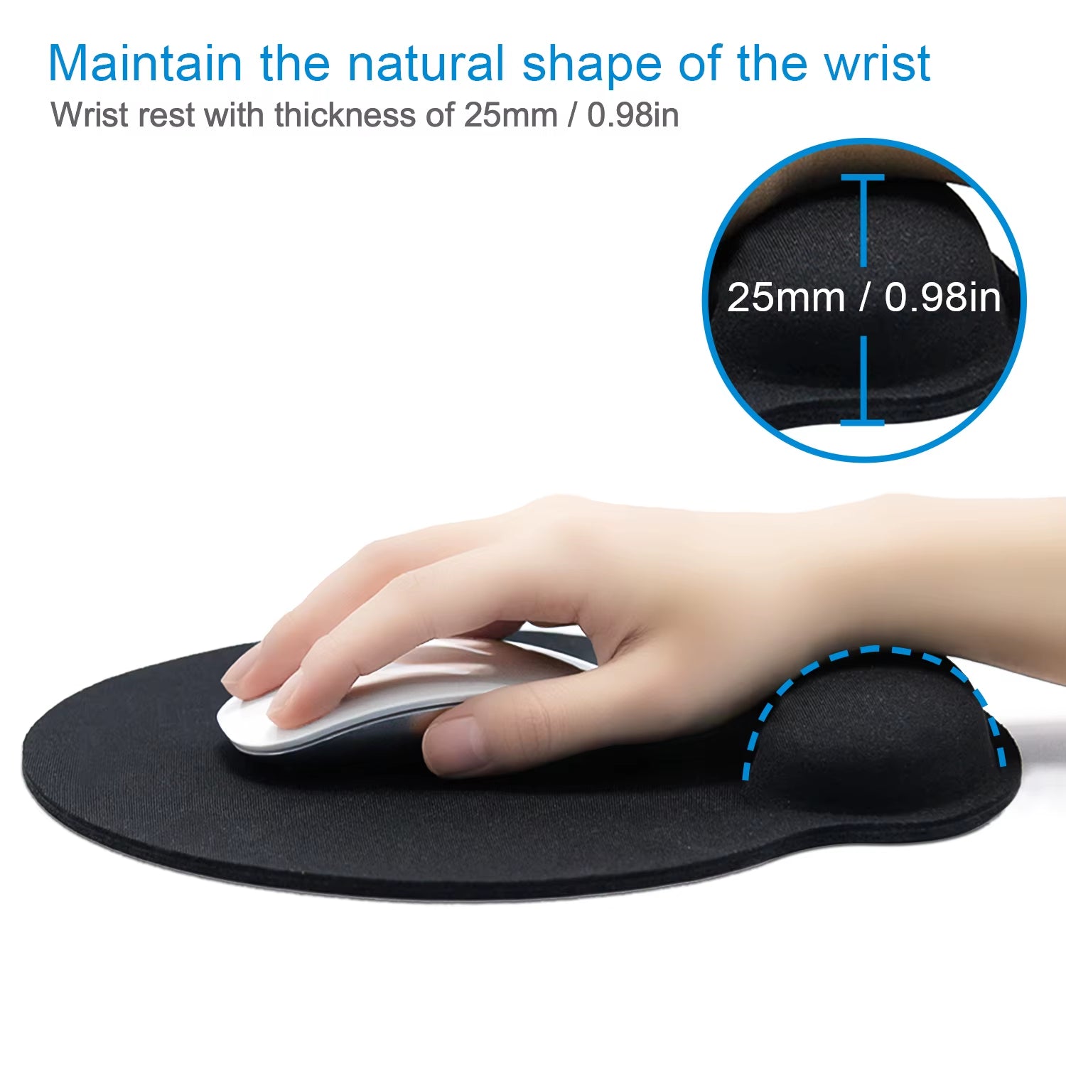Ergonomic Mouse Pad with Wrist Support Rest Memory Foam Non-Slip Rubber Base Comfortable Mousepad for Computer Office Home