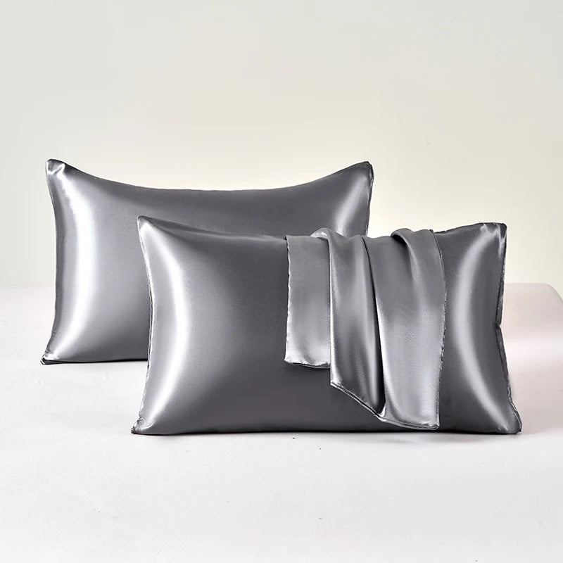 2Pcs Satin Pillowcase for Skin and Hair, Satin Pillow Cases Set of 2 Soft Breathable Smooth Cooling Pillow Covers for Sleeping