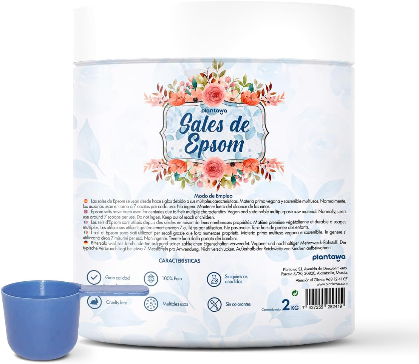 Sale Di Epsom 2Kg | Sali Da Bagno Rilassanti Con Solfato Di Magnesio Puro | Relax Muscolare, Cura Della Pelle E Benessere Naturale | Bagno Rilassante E Schiumoso | Senza Tossine E Additivi