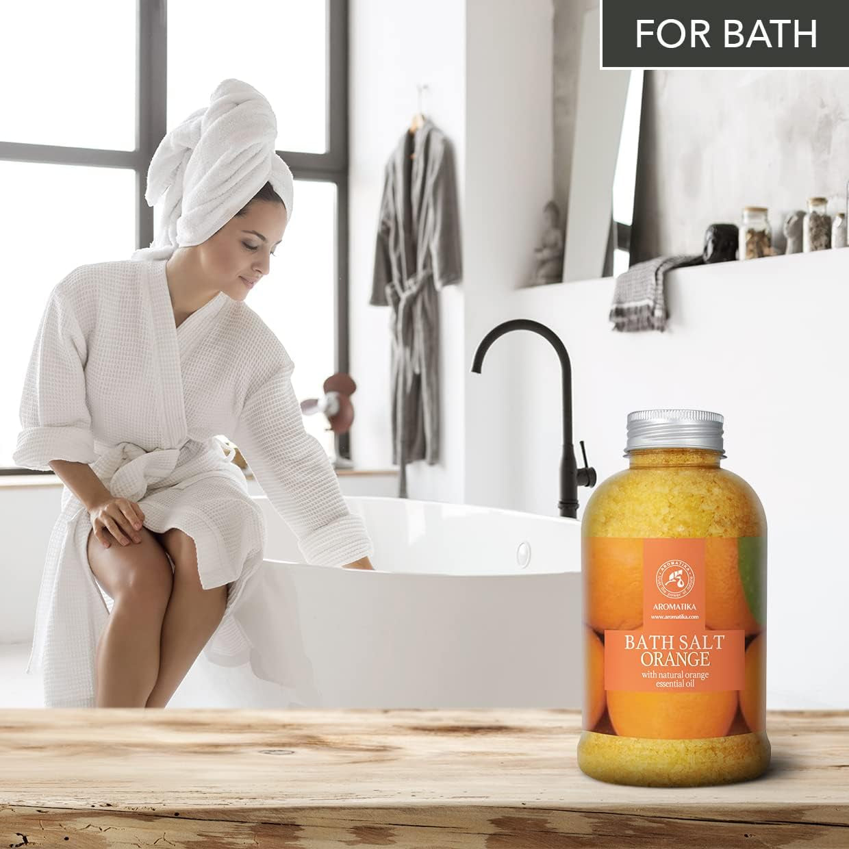 Sale Marino Con Olio Essenziale Di Arancio 600G - Sali Da Bagno Naturali per Un Buon Sonno - Riduzione Dello Stress - Cura Del Corpo - Rilassamento - Bellezza - Aromaterapia