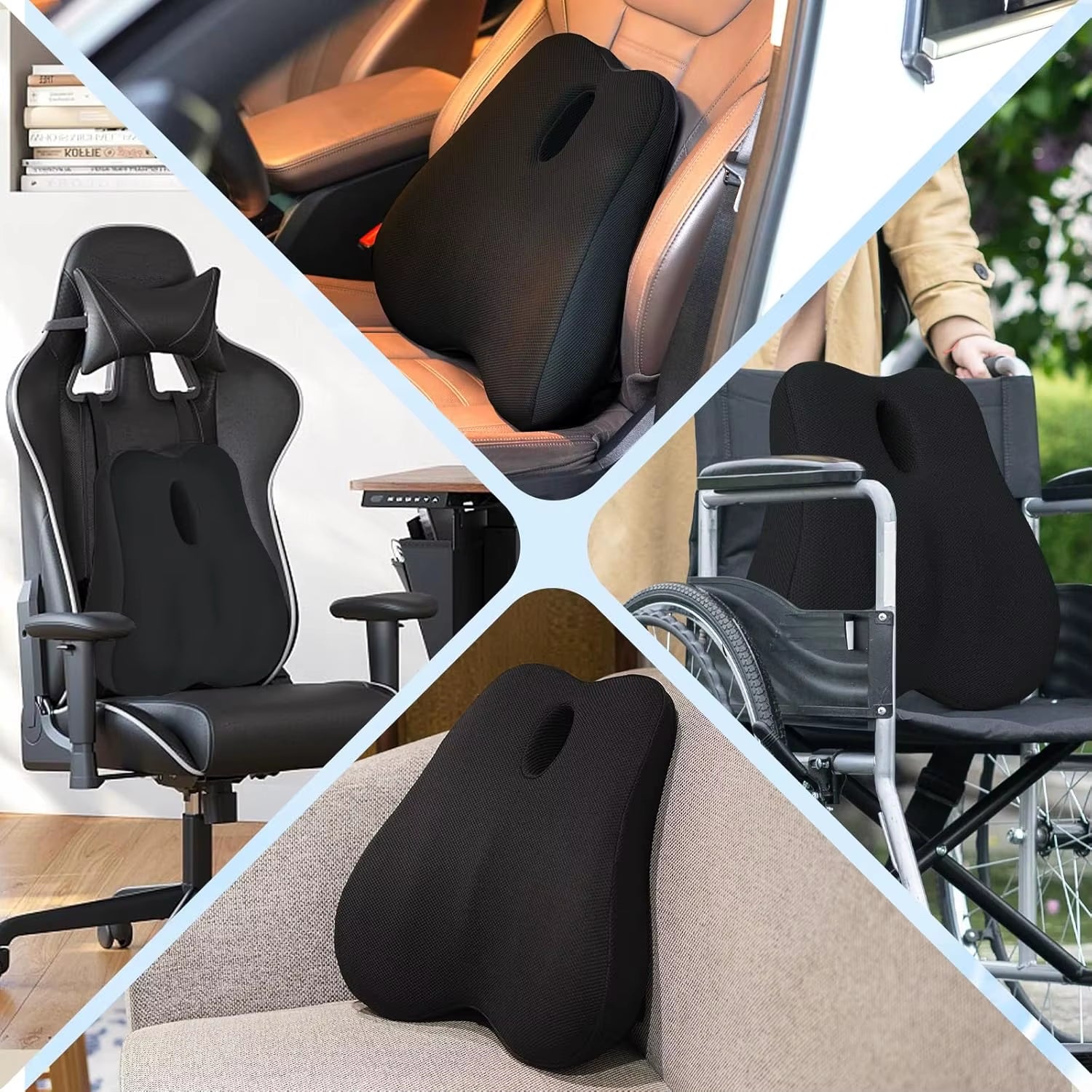 Lumbar Pillow for Office Chair Back Cushion with Removable Cover Cooling Memory Foam Pillow Back Pain Relief