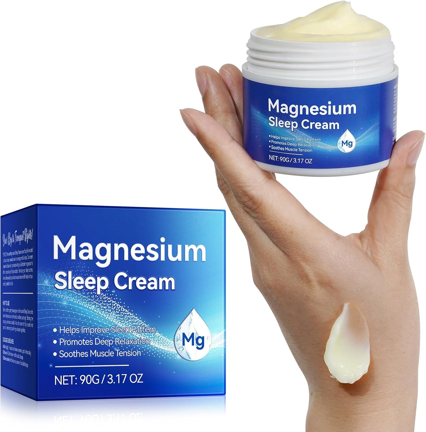Crema Sonno Lenitiva Al Magnesio, Burro Idratante Calmante per Muscoli E Corpo Della Pelle Del Magnesio, Sollievo per Gambe Inquiete | Rilassante Articolare Muscolare per Crampi E Dolore(90G)