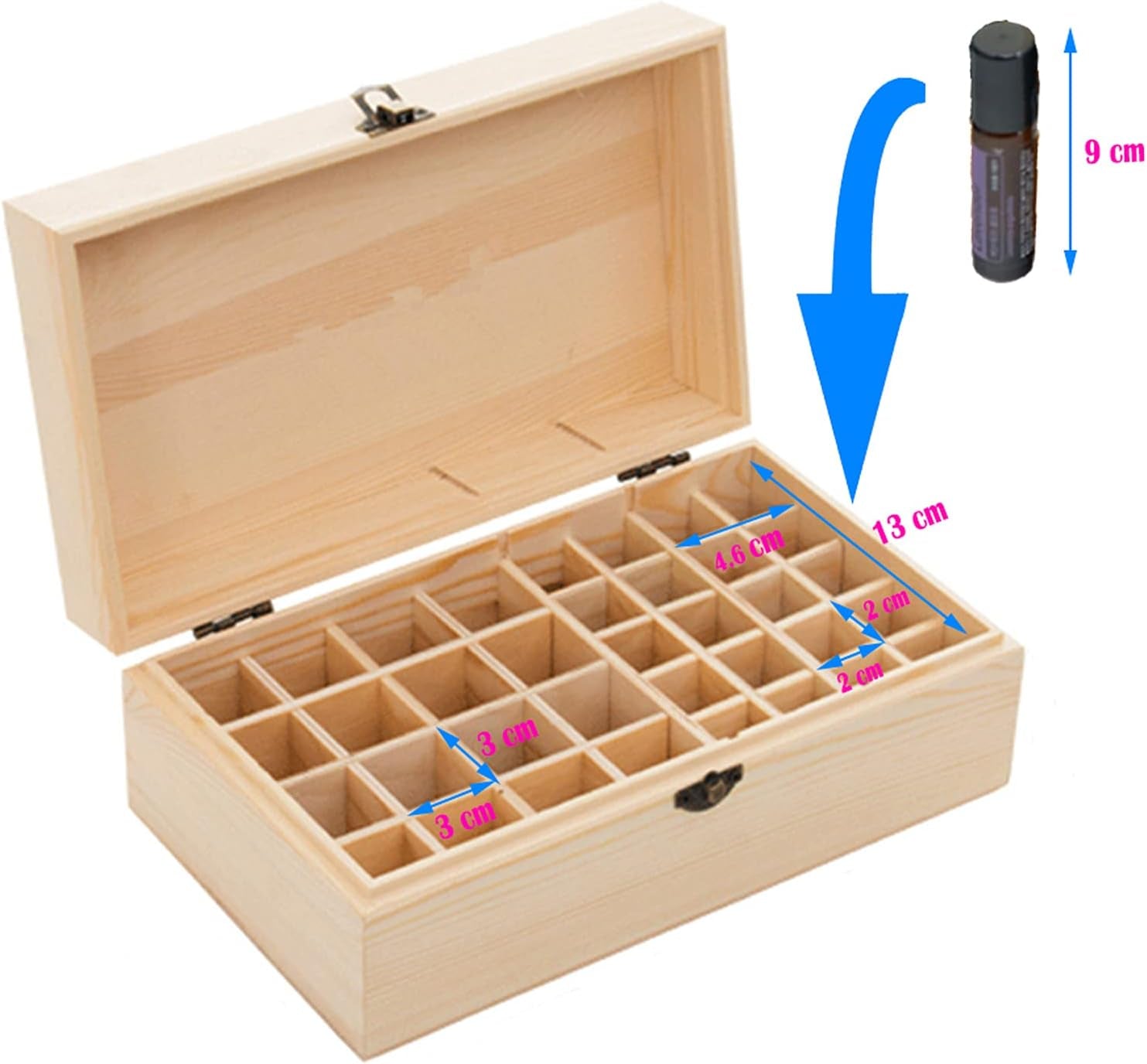 Scatola Di Oli Essenziali Di Legno, 36 Scomparti Organizzatore Di Oli Aromaterapia Di Valigetta Da Trasporto, Contenitore per Display Di Stoccaggio Regalo per Viaggio, Camera Da Letto
