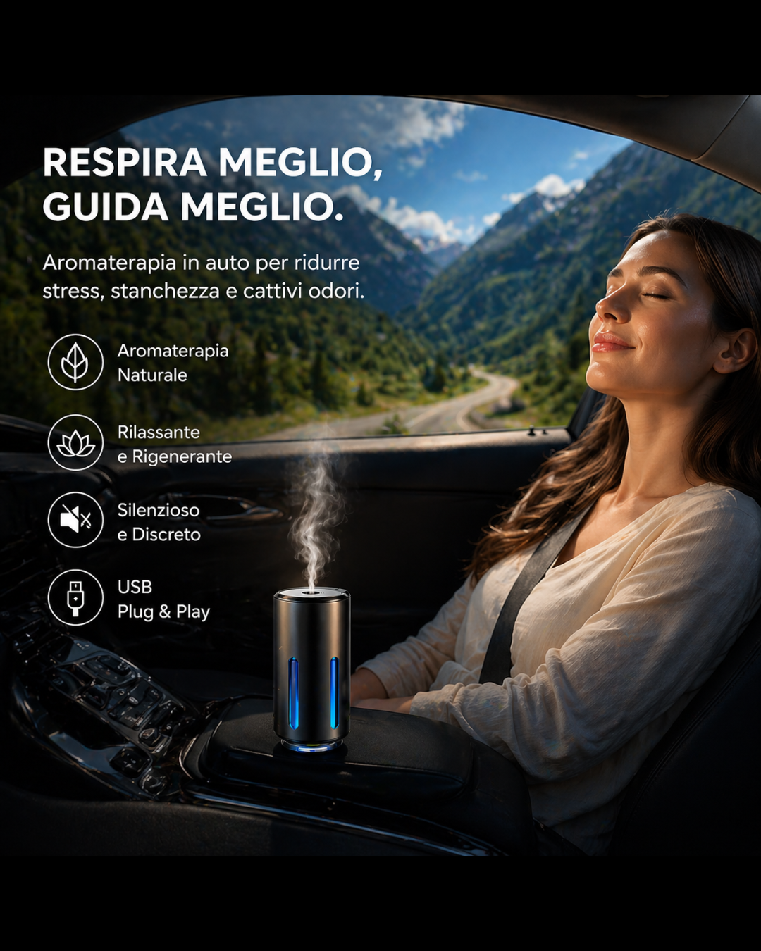 Diffusore Auto Oli Essenziali USB – Aromaterapia per Bocchetta Aria