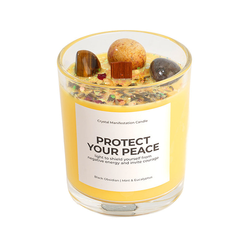 Candela Aromaterapia con Cristalli Naturali 240g – Cera Soia Artigianale – 8 Fragranze Premium