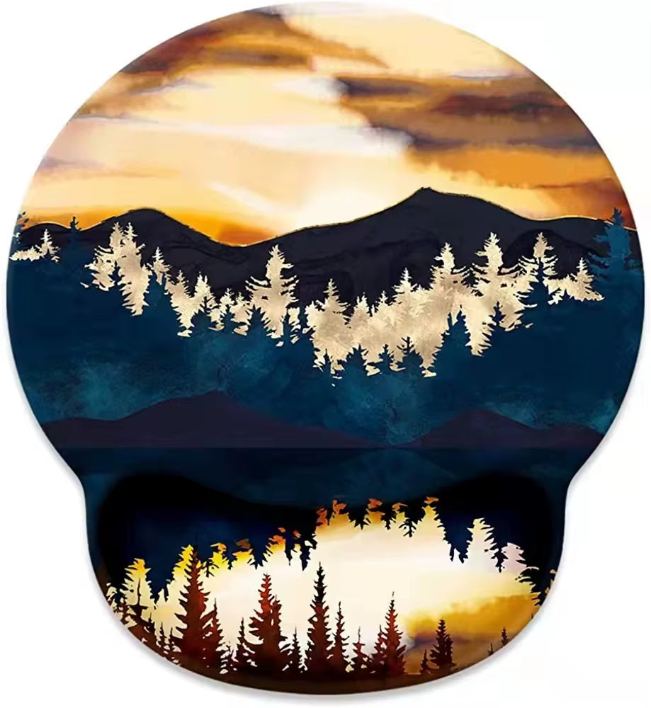 Natural Scenery Mouse Pad with Wrist Rest Comfortable Non-Slip Silicone Mouse Pad Gamer for PC Laptop Ergonomic Wrist Mouse Pad