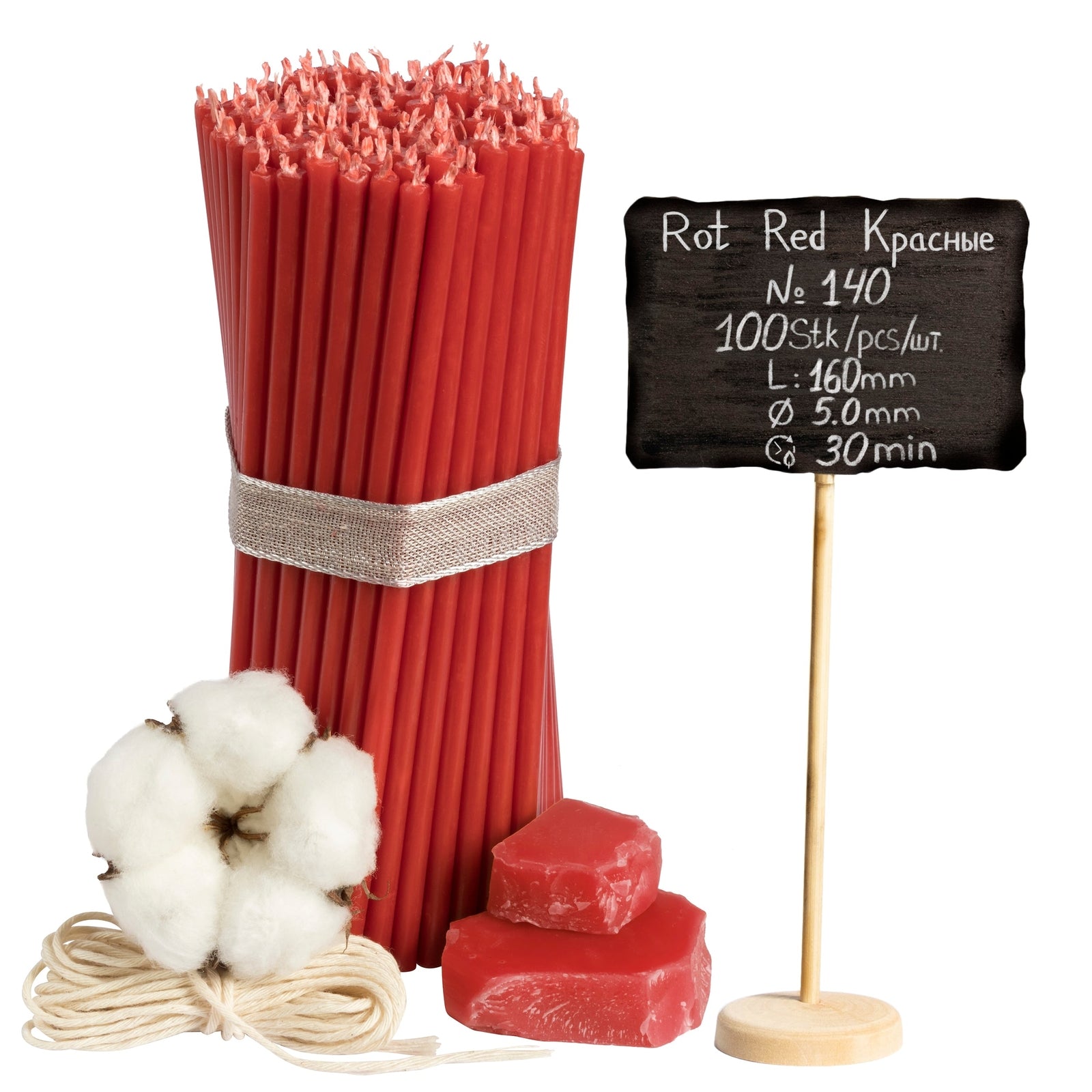 100 Pezzi L:16 Cm Diveevo Candele Ecclesiastiche in Cera D'Api №140 Candele Rituali