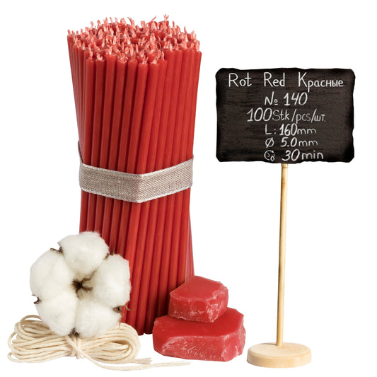 100 Pezzi L:16 Cm Diveevo Candele Ecclesiastiche in Cera D'Api №140 Candele Rituali