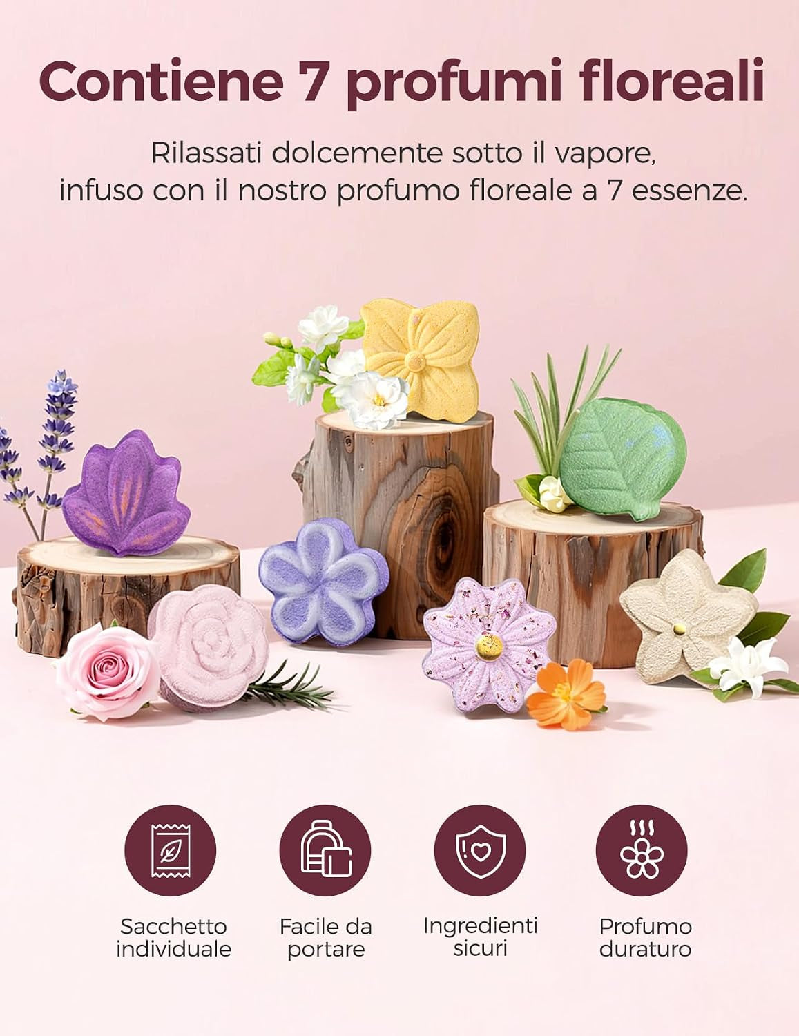 - Set Di Bombe Da Doccia per Aromaterapia, 14 Pezzi Con 7 Fragranze Floreali, Spa a Casa E Relax Quotidiano, Formula Delicata, Idea Regalo Festa Della Mamma