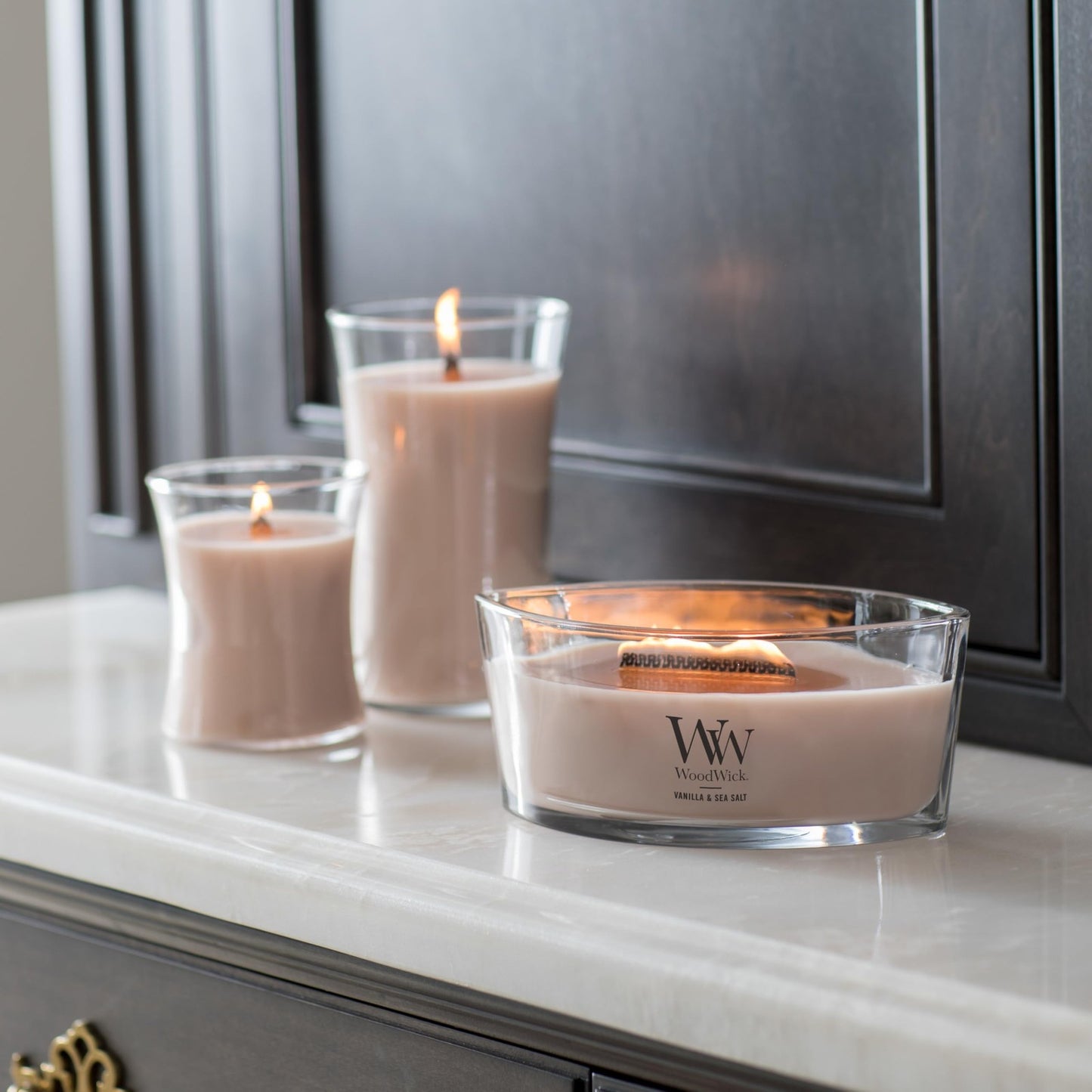 Woodwick Hourglass Candela Profumata Media Con Stoppino Scoppiettante Va