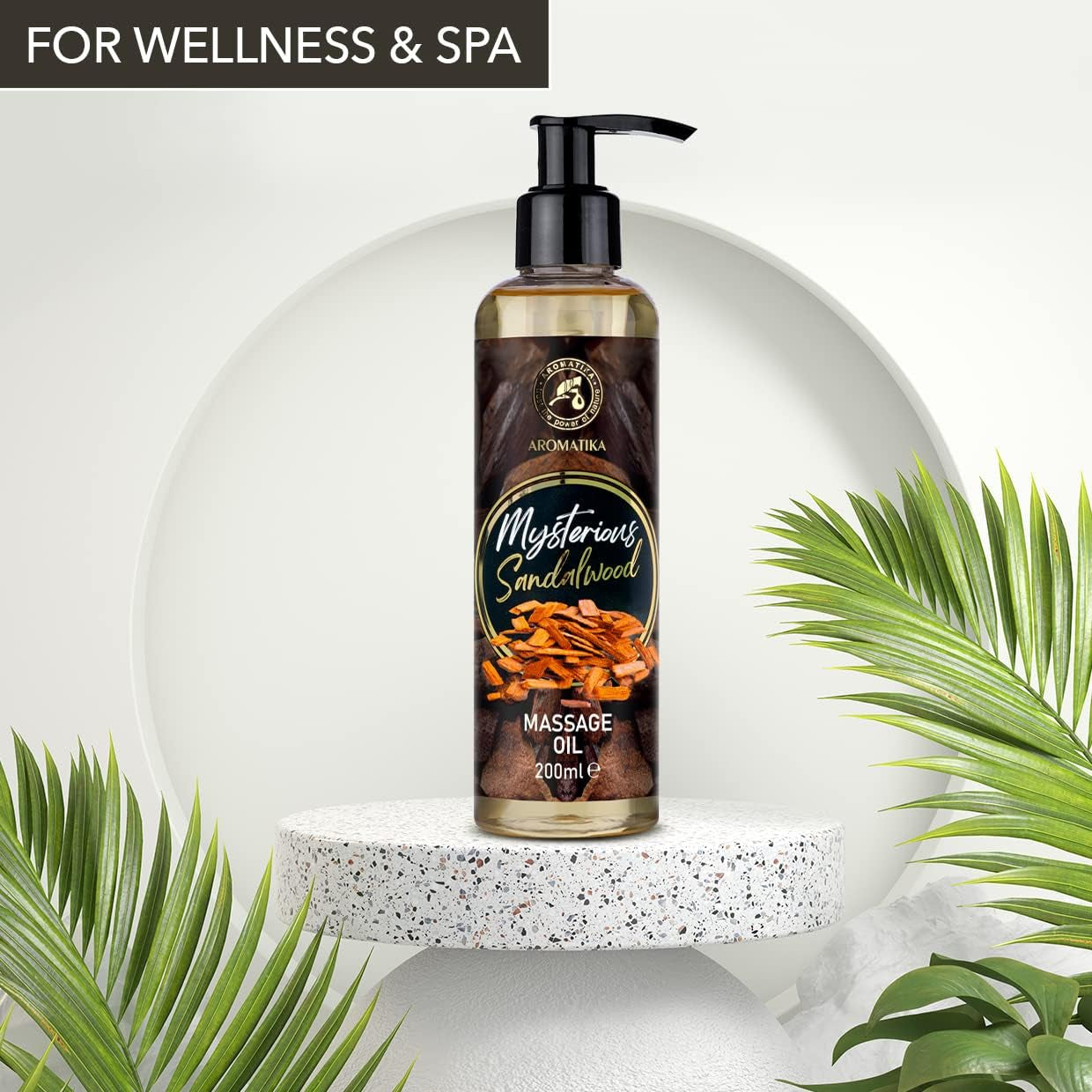 Olio Naturale per Massaggi Allevia Tensione (200 Ml) - Profumo Esotico Olio Essenziale Di Sandalo - Con Oli Naturali Di Noccioli Di Pesca, Jojoba, Mandorla, Semi Di Uva