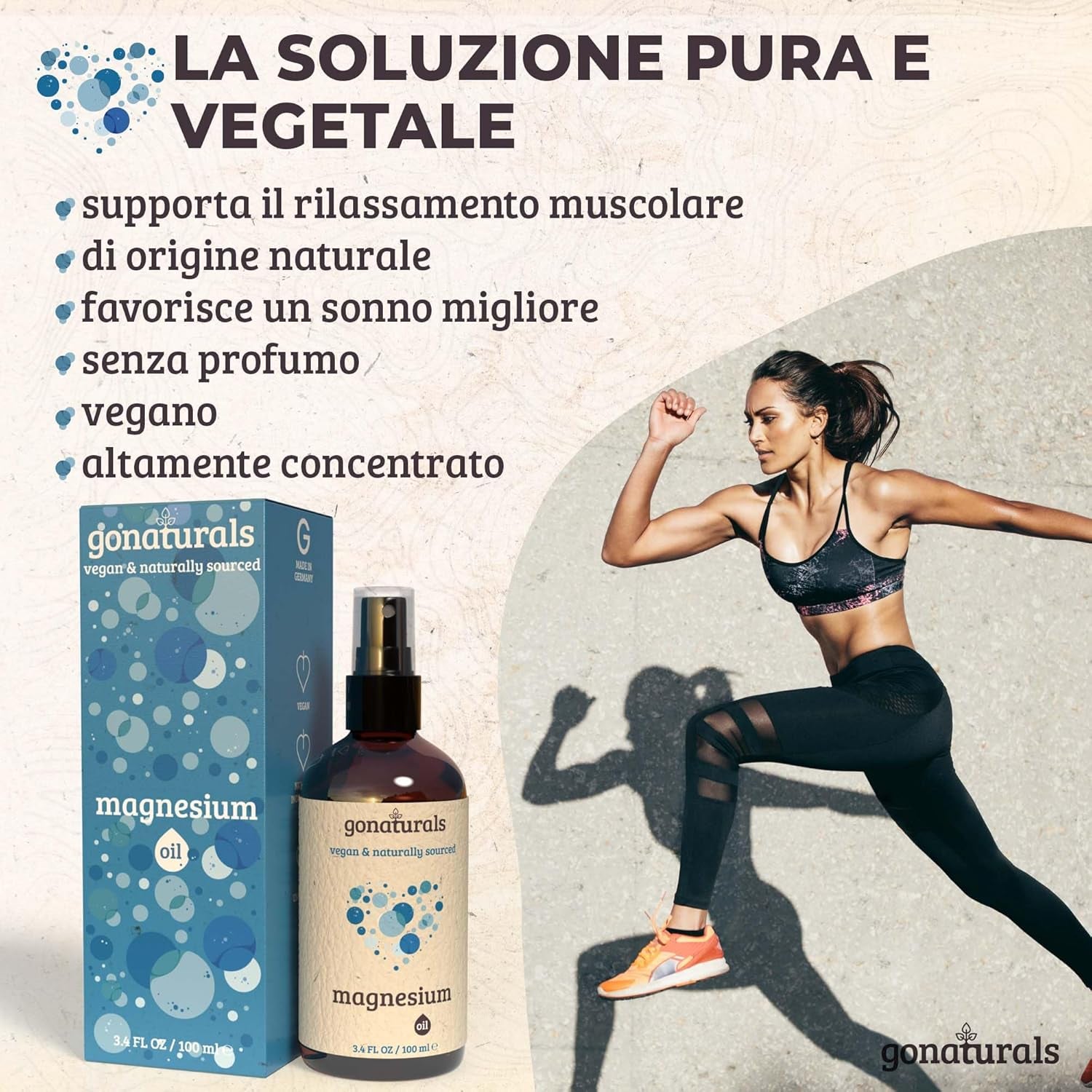 ® Spray Al Magnesio - Aiuto per Il Sonno, Crampi Muscolari, Elasticità Delle Articolazioni, Idratazione Di Pelle E Capelli - Olio Di Magnesio Spray Ad Alto Assorbimento, 100Ml