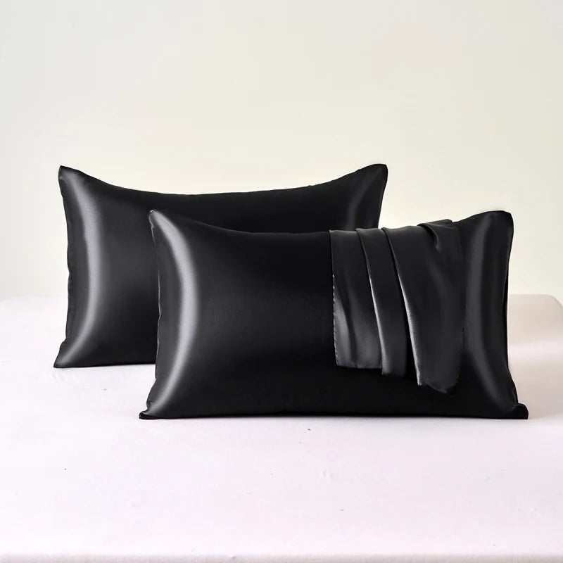 2Pcs Satin Pillowcase for Skin and Hair, Satin Pillow Cases Set of 2 Soft Breathable Smooth Cooling Pillow Covers for Sleeping