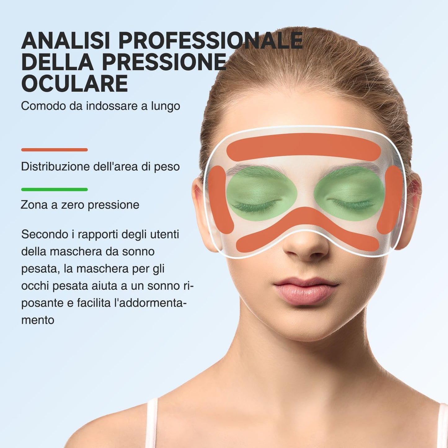 Mascherina per Dormire per Donna E Uomo,Maschera Occhi per Dormire Ponderata  3D,Mascherina Notte Occhi Con Luci Di Blocco,Alleviare Lo Stress,Mal Di Testa E Gli Occhi,Fascia Regolabile, 120 G