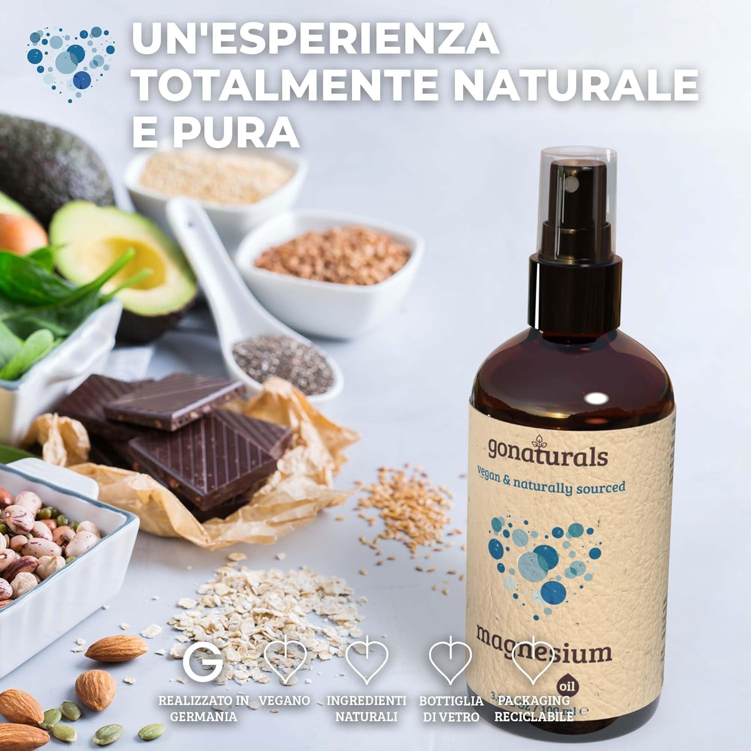 ® Spray Al Magnesio - Aiuto per Il Sonno, Crampi Muscolari, Elasticità Delle Articolazioni, Idratazione Di Pelle E Capelli - Olio Di Magnesio Spray Ad Alto Assorbimento, 100Ml