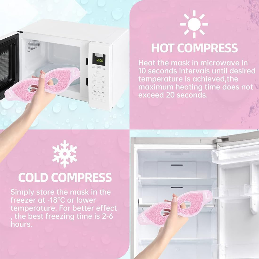 Maschera Gel Occhi,Riutilizzabile,Effetto Freddo/Caldo per Gonfiore,Stanchezza,Mal Di Testa E Hangover