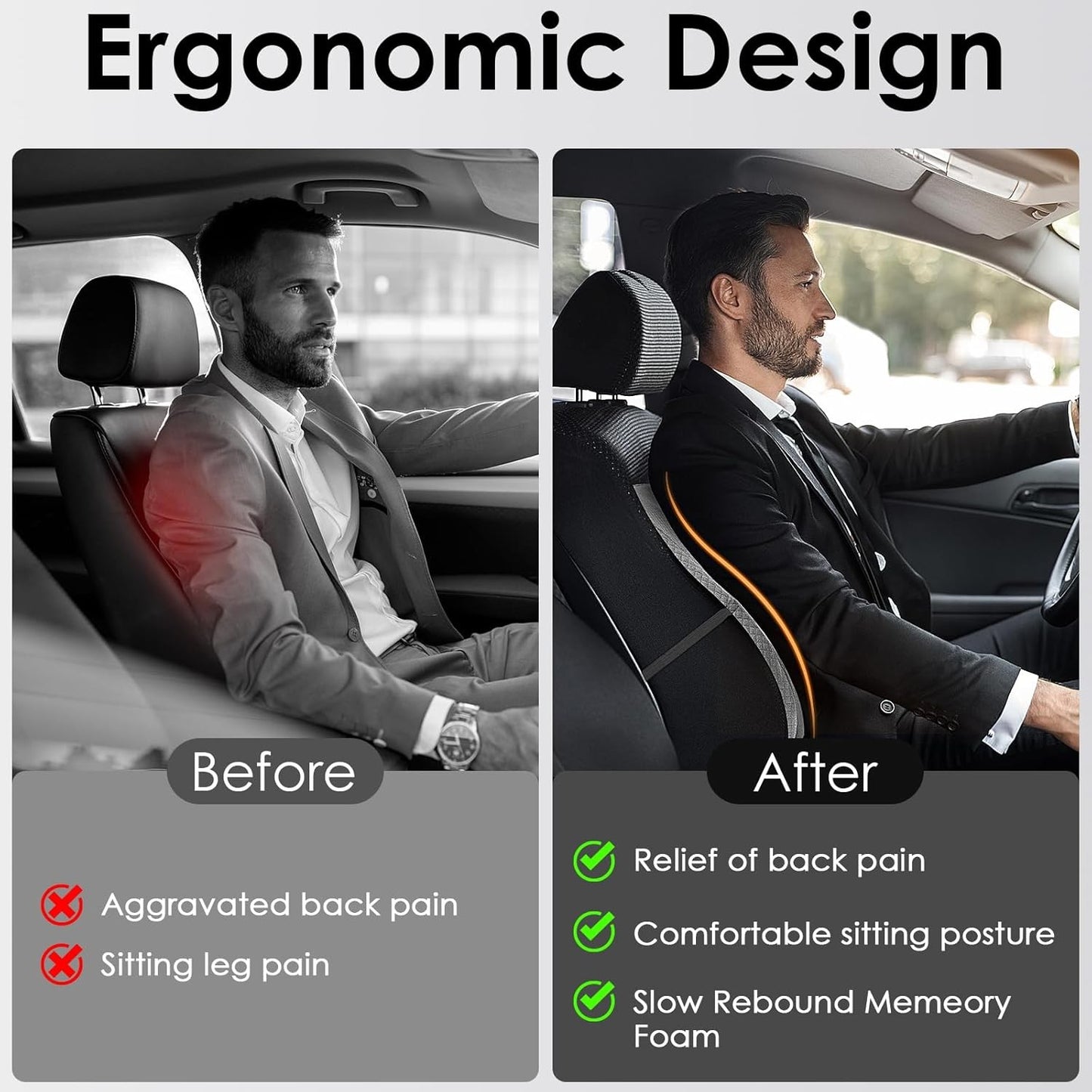 Quirlig Cuscino Lombare Auto, Supporto Lombare Auto in Memory Foam, Cuscino Lomb