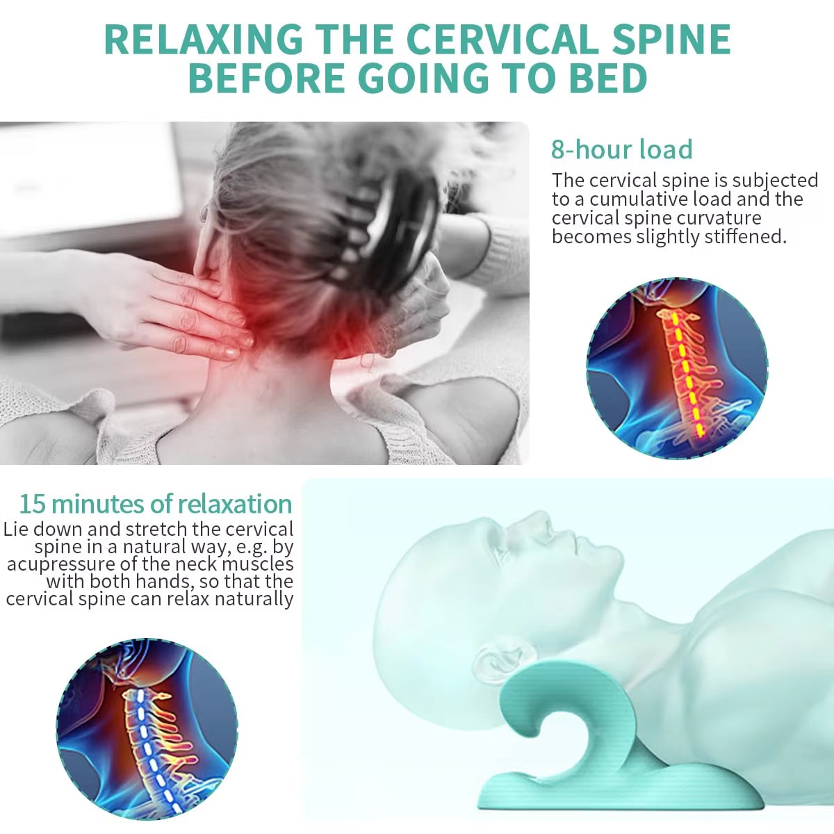 Neck and Shoulder Relaxer Cervical Traction Device for Muscle Tension Relief Chiropractic Pillow Repair Neck Relaxatio