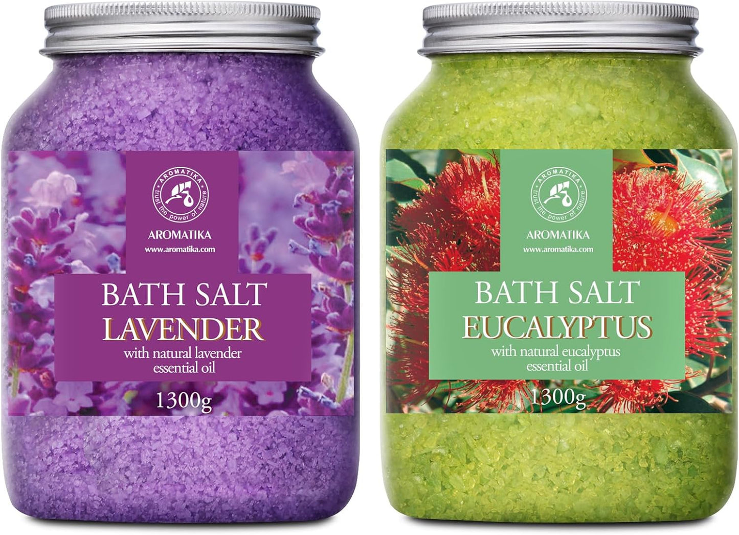 Sali Da Bagno Set Lavanda & Eucalipto 2Х1300G - Sale Marino Con Olio Essenziale Di Lavanda - Olio Essenziale Di Eucalipto - Bagno Rilassante - Cura Del Corpo - Relax - Bellezza - Aromaterapia