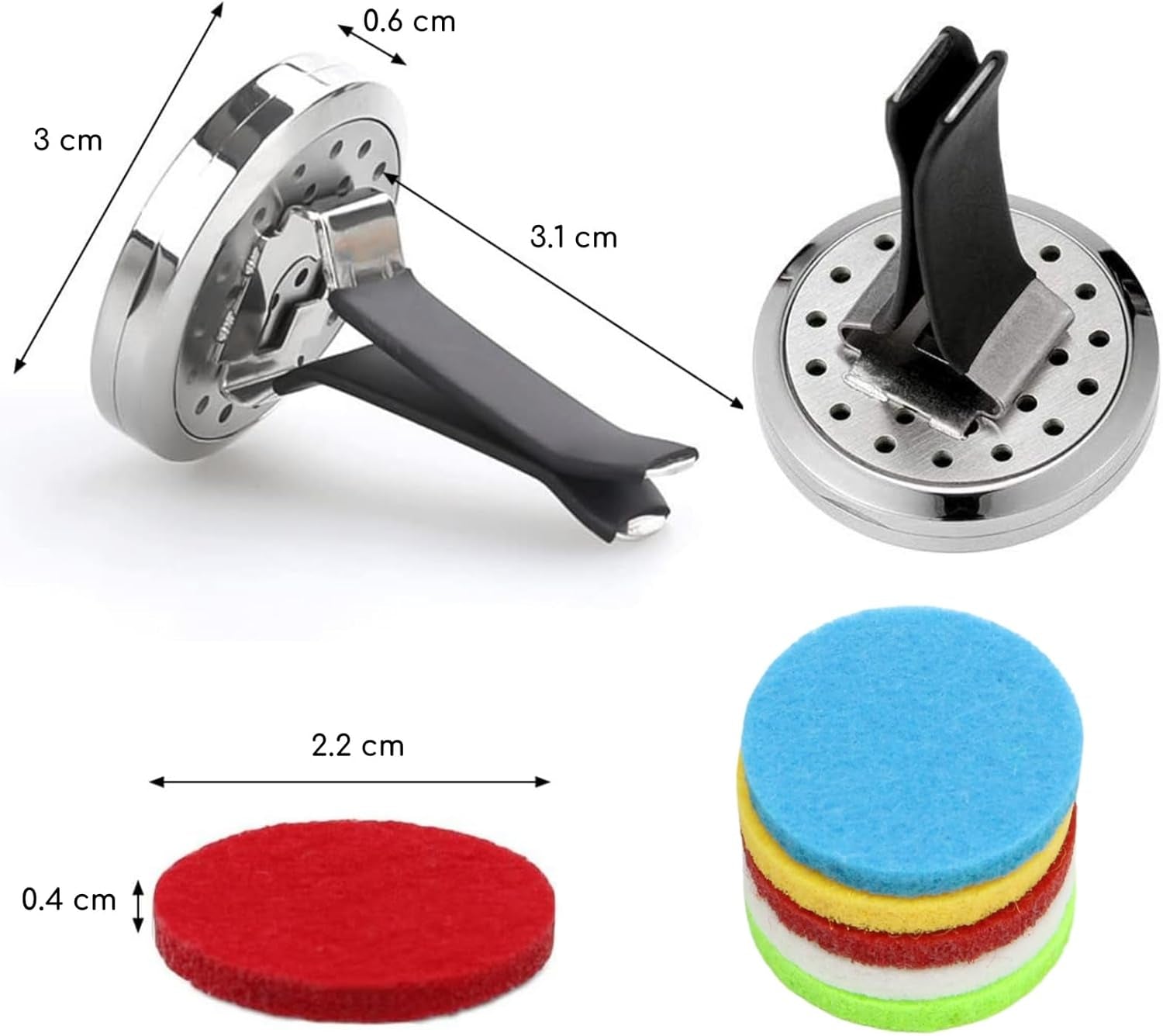 Zen'Aroôme - Diffusore Di Olio Essenziale per Auto, Clip Aromatizzante, Acchiappasogni, Diffusore + 5 Bicchieri Da Profumo Con Olio Essenziale O Profumo, in Acciaio Inossidabile, Fissaggio Su Griglia