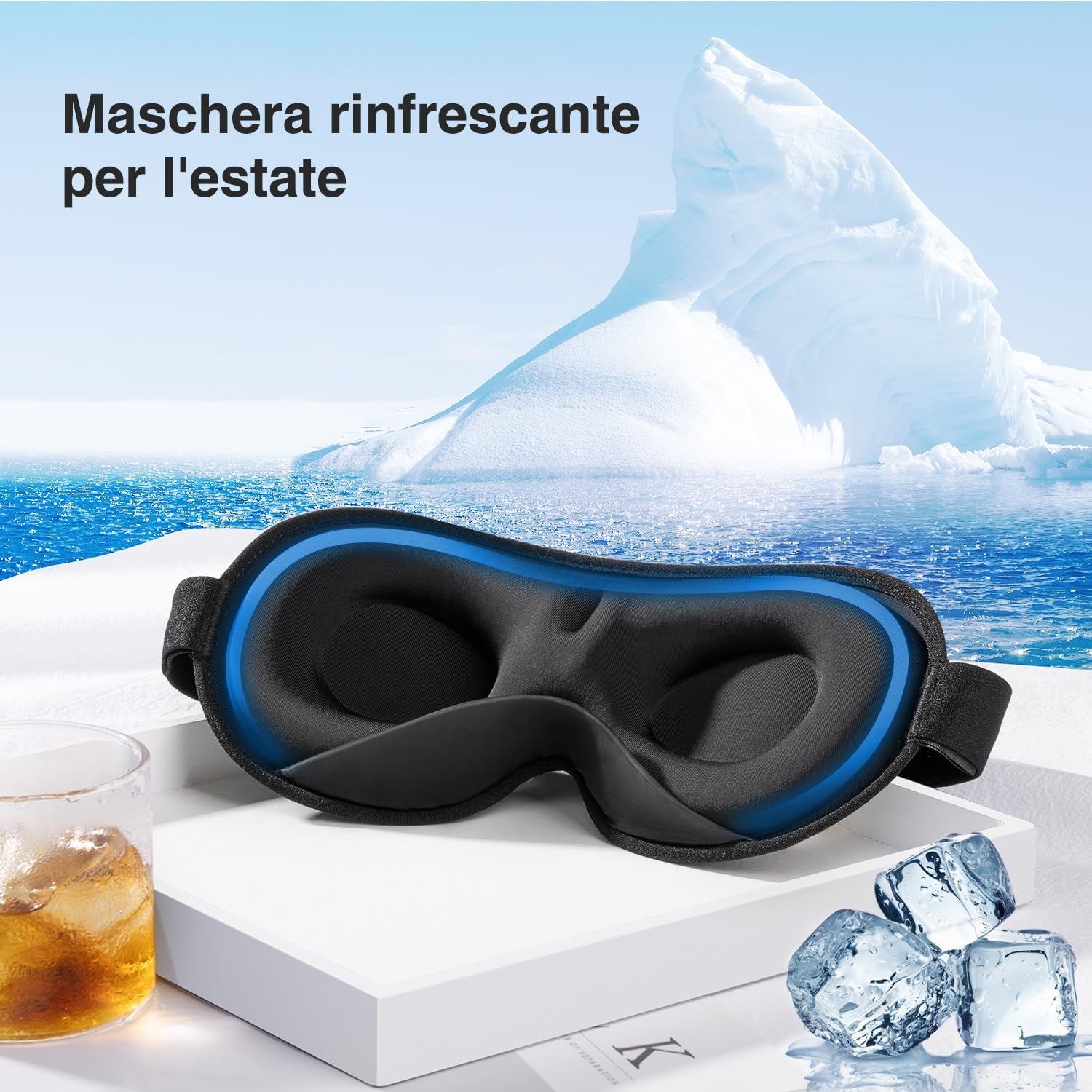 Mascherina per Dormire per Donna E Uomo,Maschera Occhi per Dormire Ponderata  3D,Mascherina Notte Occhi Con Luci Di Blocco,Alleviare Lo Stress,Mal Di Testa E Gli Occhi,Fascia Regolabile, 120 G