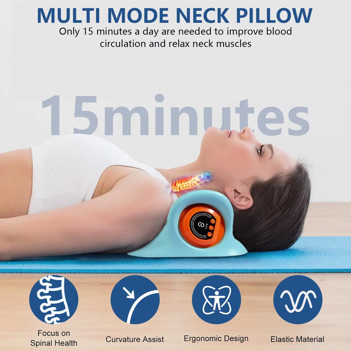 2025 Multifunction Neck Massager Pillow with Heat for Shoulder Pain Relief 3-In-1 Electric Neck Traction Relaxer Massage Pillow