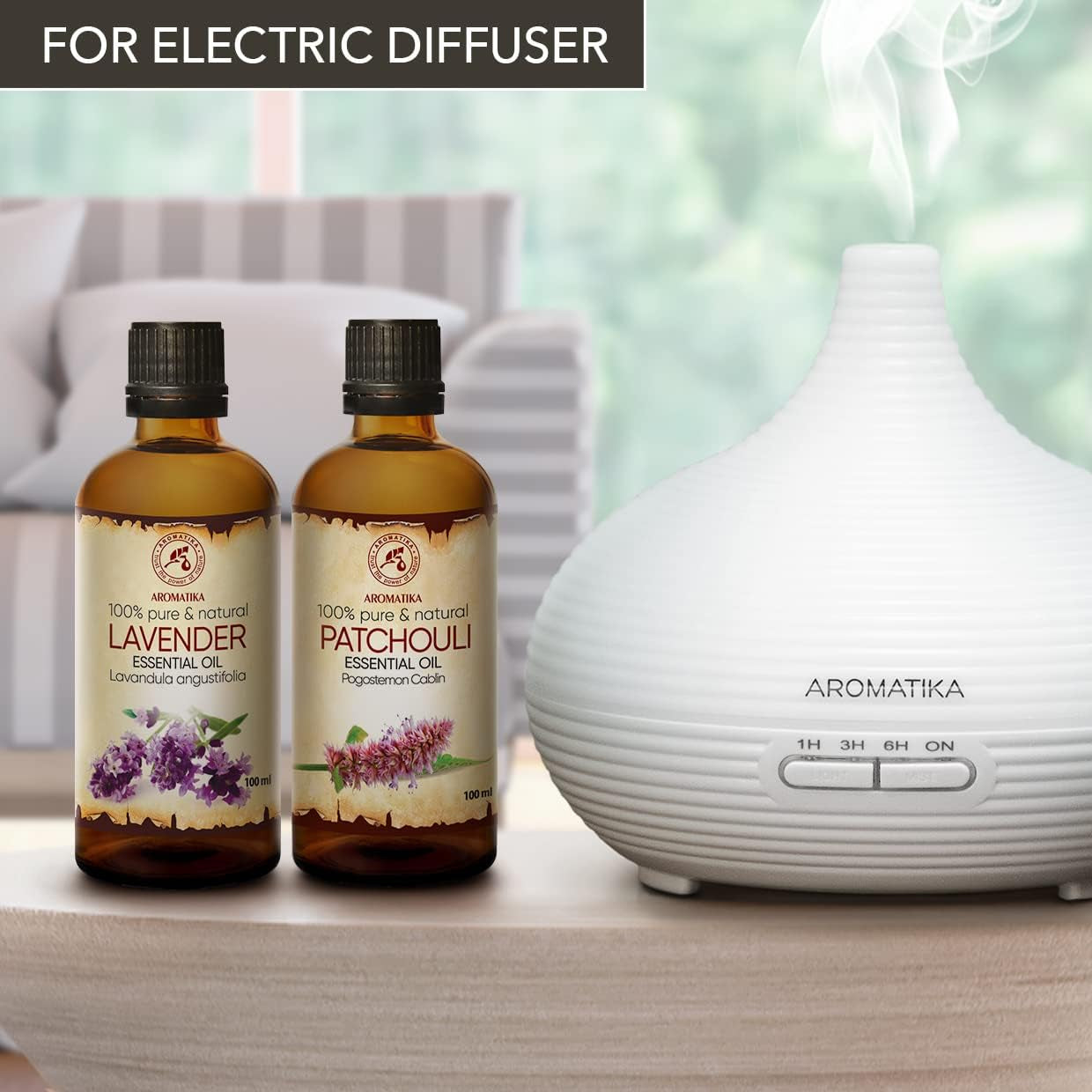 Olio Essenziale Set 2 X 100 Ml - Olio Di Lavanda E Patchouli - Pure & Natural - Cosmetico E per Massaggi - Oli Naturali per La Cura Della Pelle - Aromaterapia