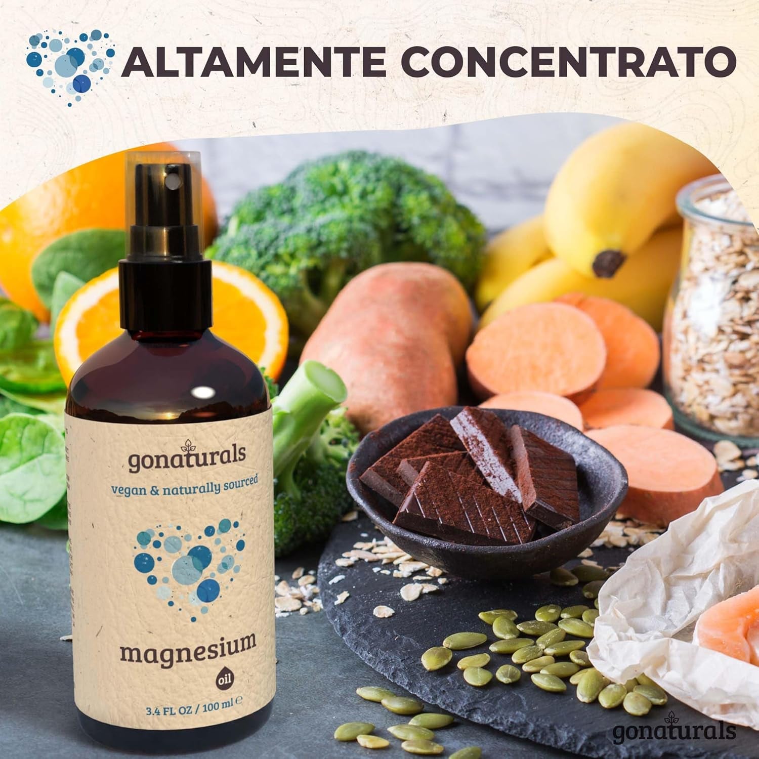 ® Spray Al Magnesio - Aiuto per Il Sonno, Crampi Muscolari, Elasticità Delle Articolazioni, Idratazione Di Pelle E Capelli - Olio Di Magnesio Spray Ad Alto Assorbimento, 100Ml