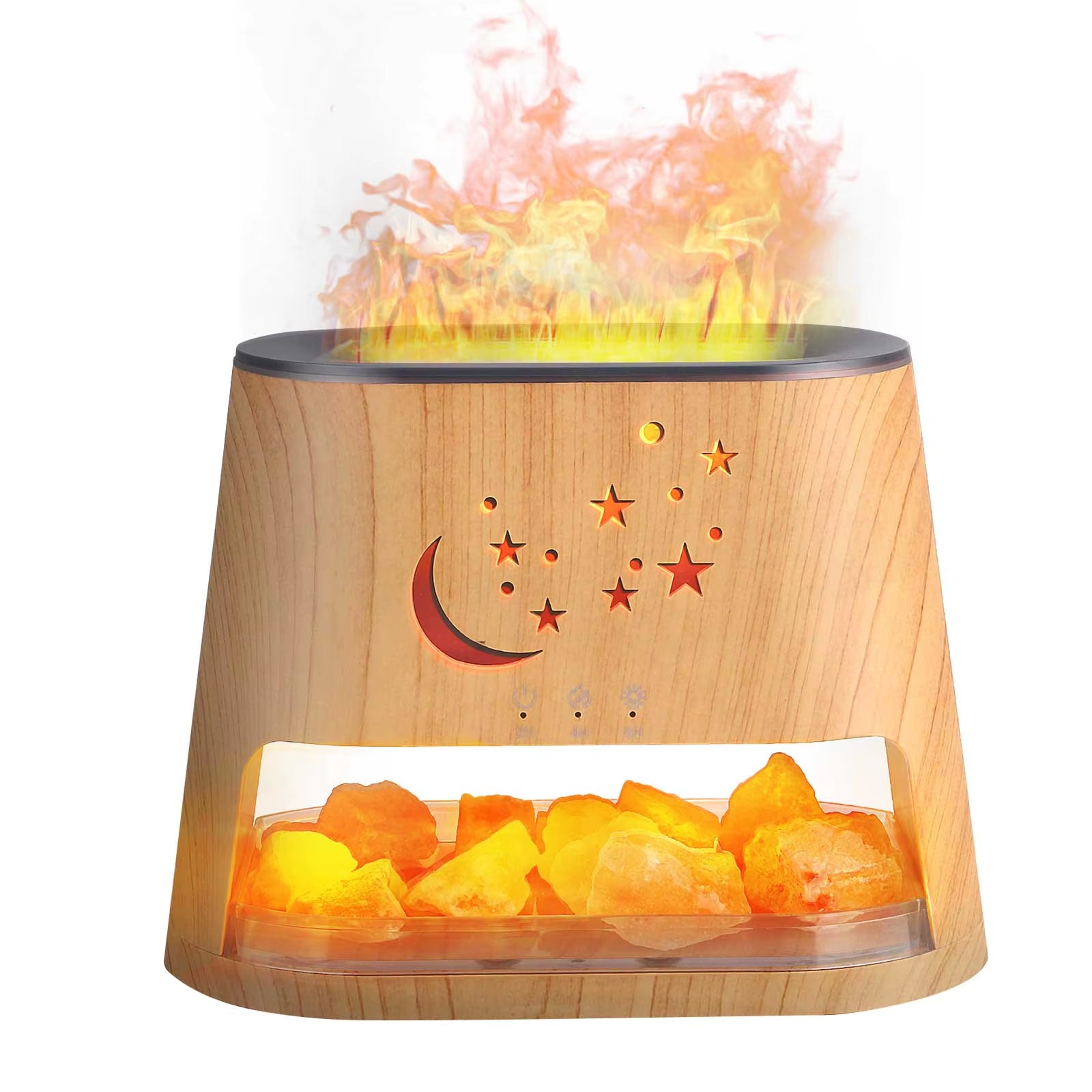 2 in 1 Essential Oil Diffuser 260ML & Himalayan Salt Crystal Lamp - 7 Colors, Flame Effect, Auto Stop, BPA Free