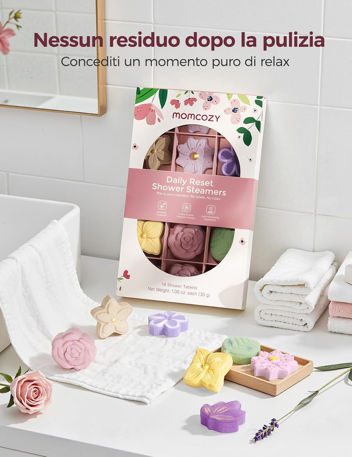 - Set Di Bombe Da Doccia per Aromaterapia, 14 Pezzi Con 7 Fragranze Floreali, Spa a Casa E Relax Quotidiano, Formula Delicata, Idea Regalo Festa Della Mamma
