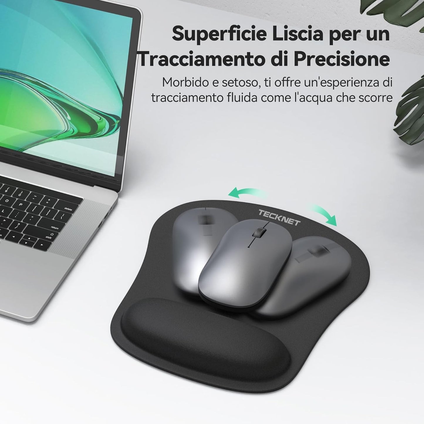 Accessorio ergonomico per computer con tappetino mouse e poggiapolsi tastiera