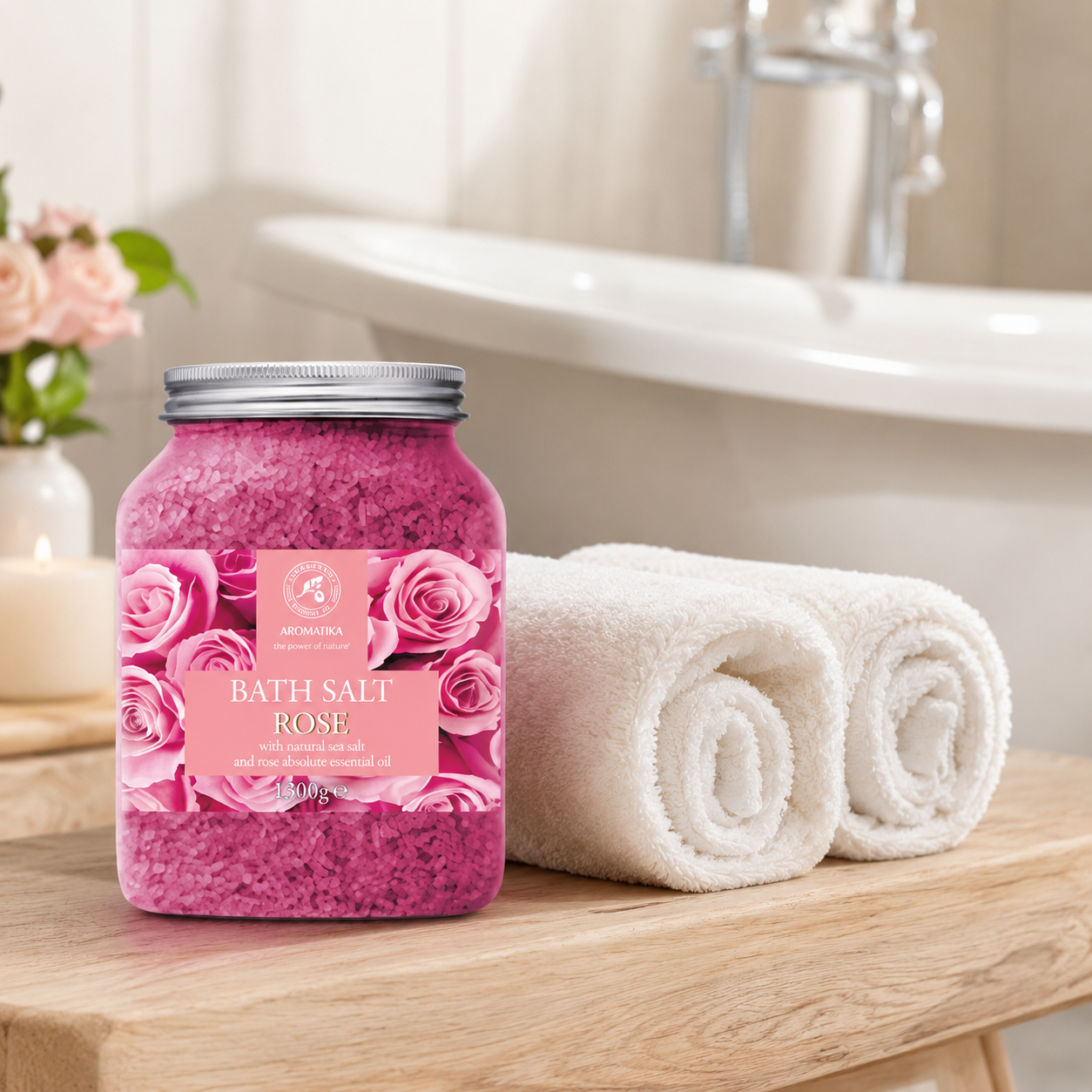 Sali da Bagno alla Rosa 1300 g – Sale Marino per Home Spa
