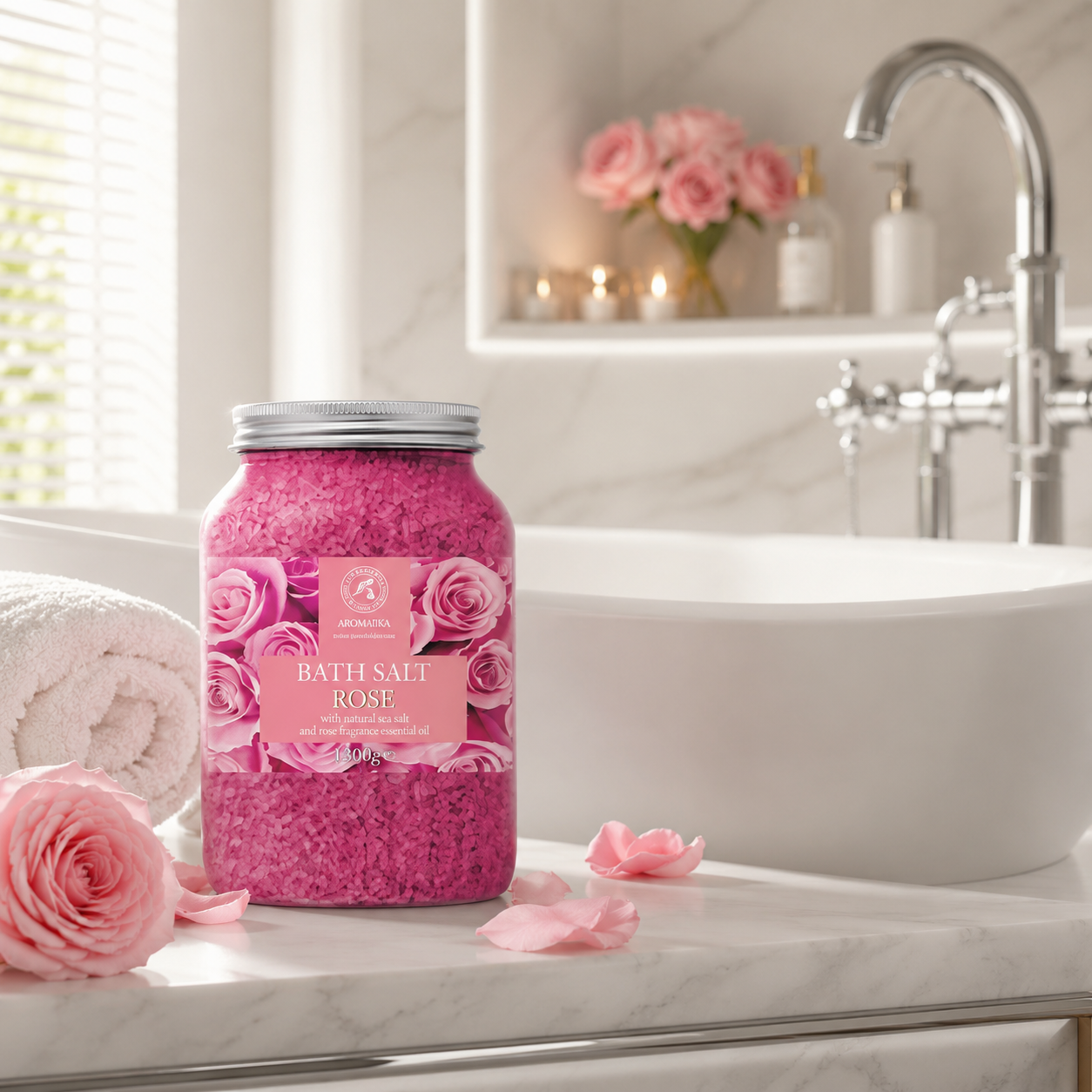 Sali da Bagno alla Rosa 1300 g – Sale Marino per Home Spa