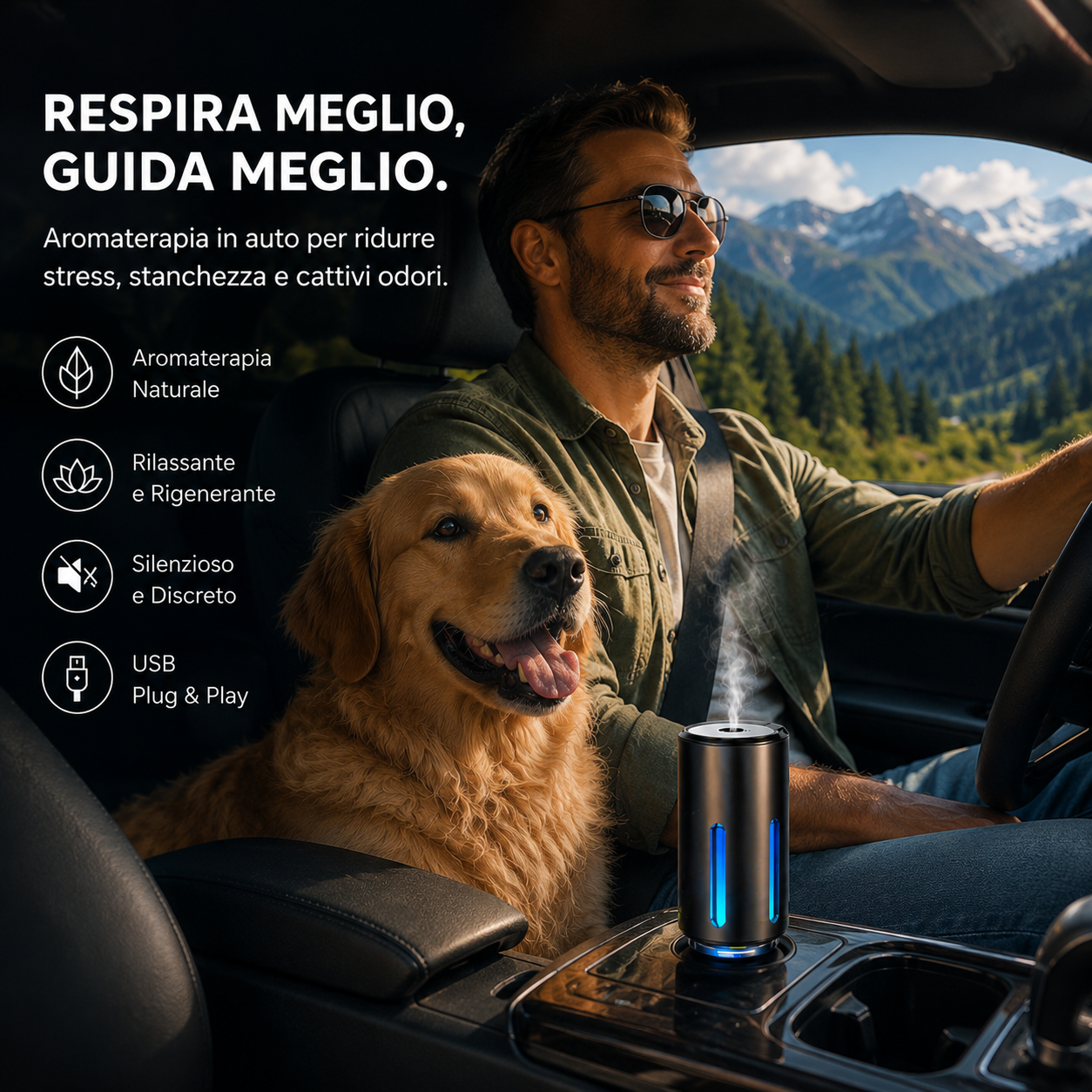 Diffusore Auto Oli Essenziali USB – Aromaterapia per Bocchetta Aria