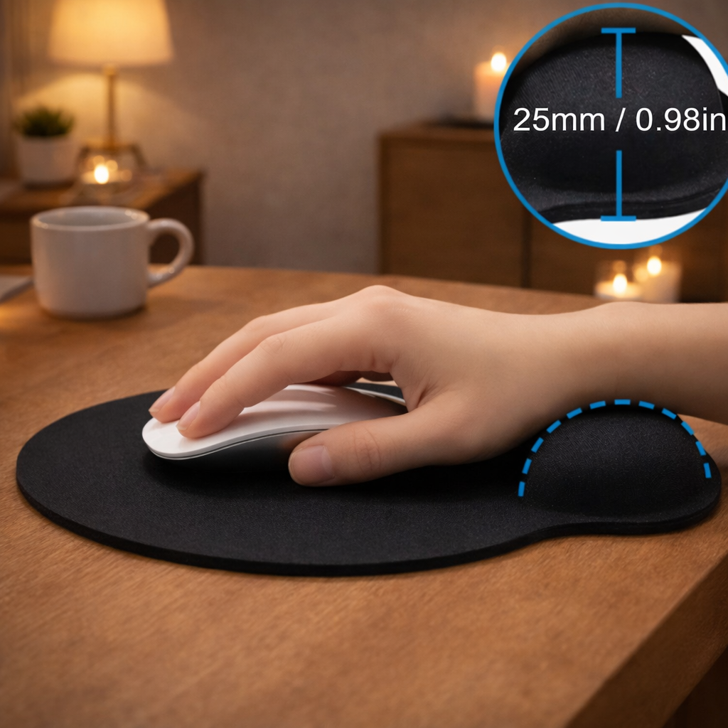 Mouse Pad Ergonomico con Poggiapolso Memory Foam - Base Antiscivolo