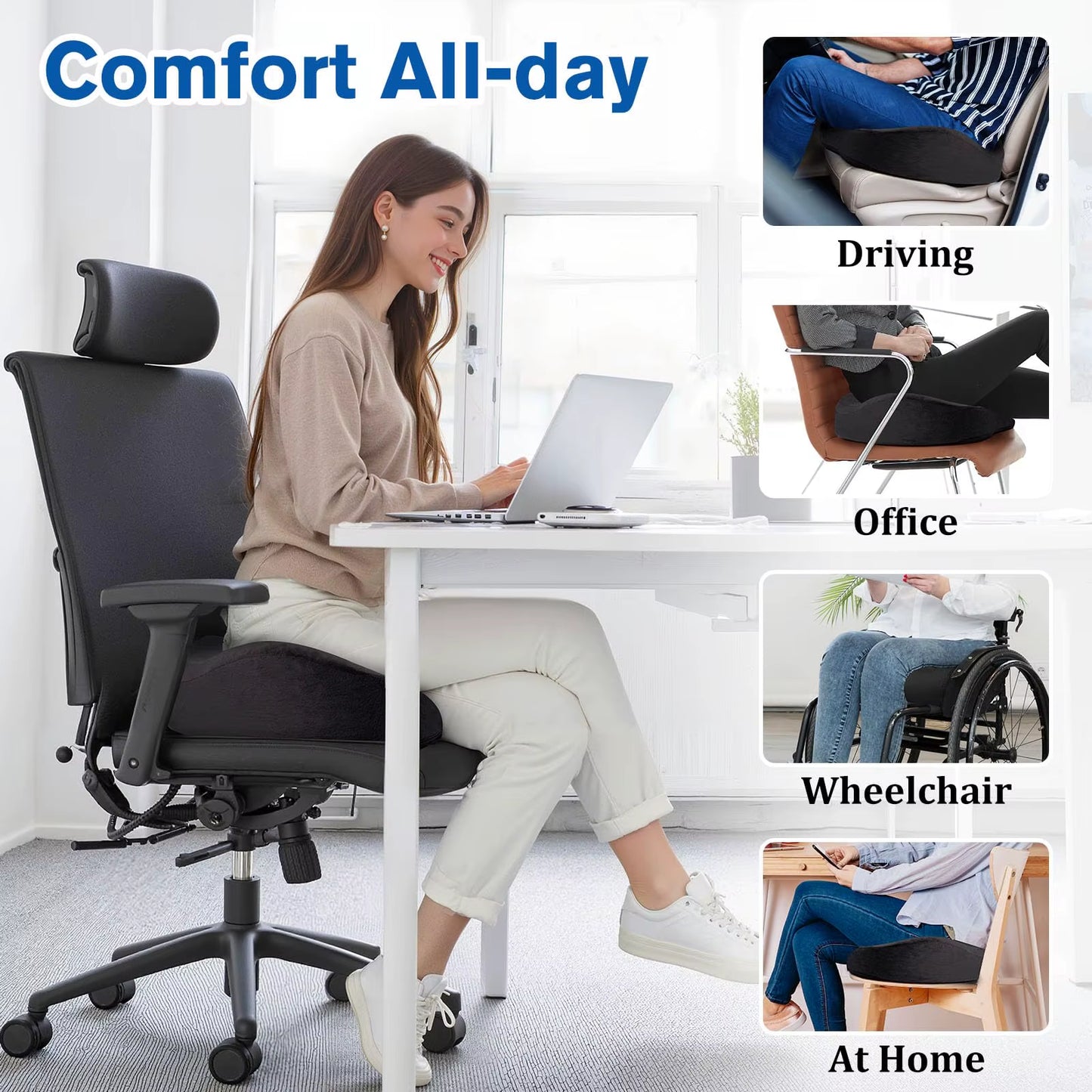 Cuscino da seduta per ufficio, auto e casa con struttura ergonomica