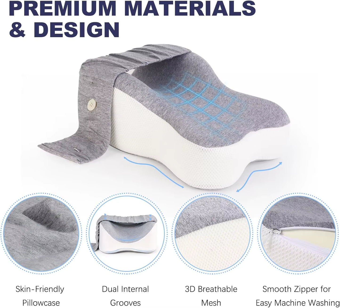 Cuscino ergonomico per ginocchia con design traspirante e fascia regolabile