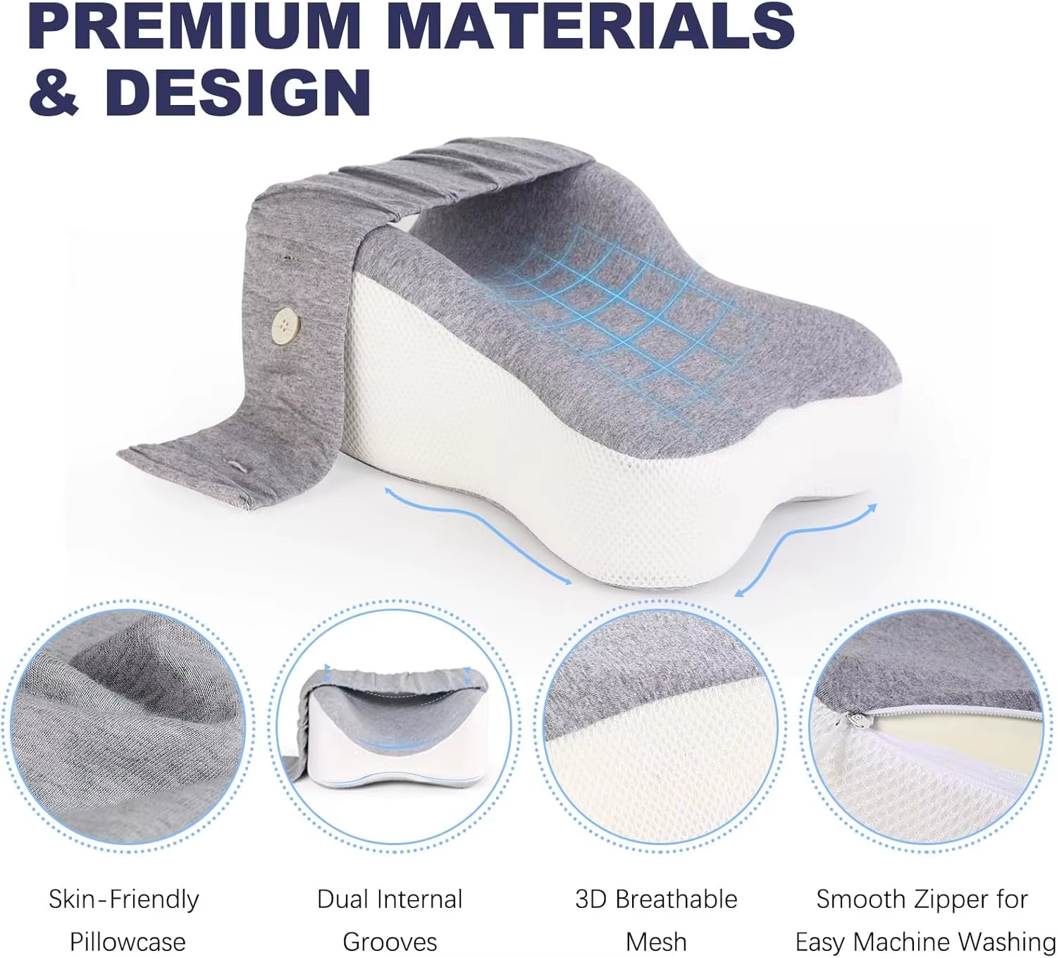 Cuscino ergonomico per ginocchia con design traspirante e fascia regolabile