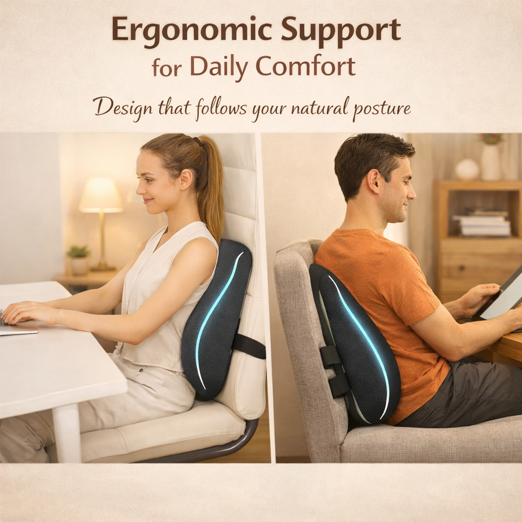 Cuscino ergonomico per schiena con memory foam e superficie effetto fresco