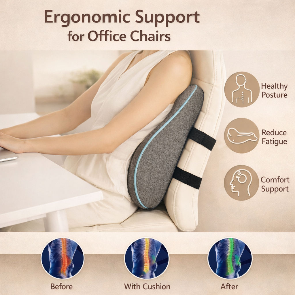 Cuscino lombare per sedia da ufficio con design ergonomico e fodera fresca