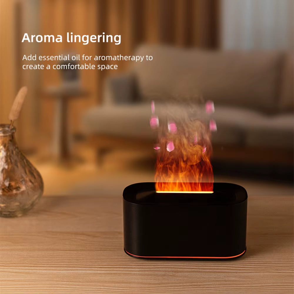 Diffusore LED per oli essenziali con effetto fiamma e stile decorativo