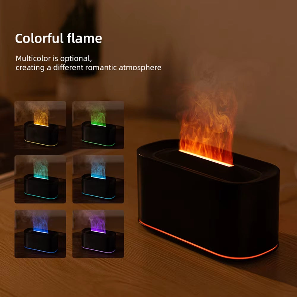 Diffusore aromaterapia con luce effetto fiamma per ambiente rilassante