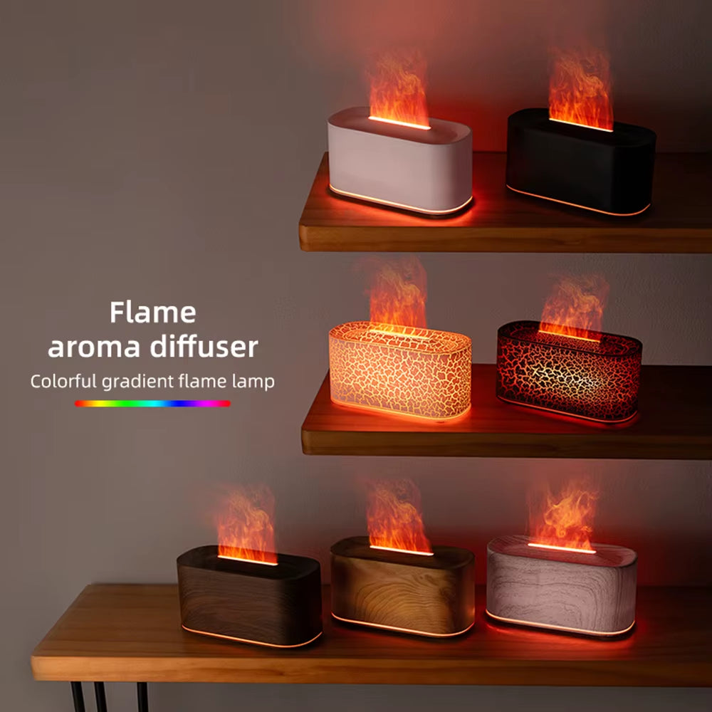 Diffusore aromaterapia da comodino con luce effetto fiamma colorata